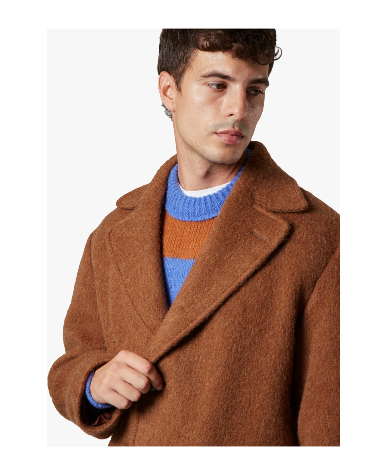 ダルDhal Shetland-Wool sarge Boiled Coat doppiaa Aamburgo Shetland Wool Coat | italist