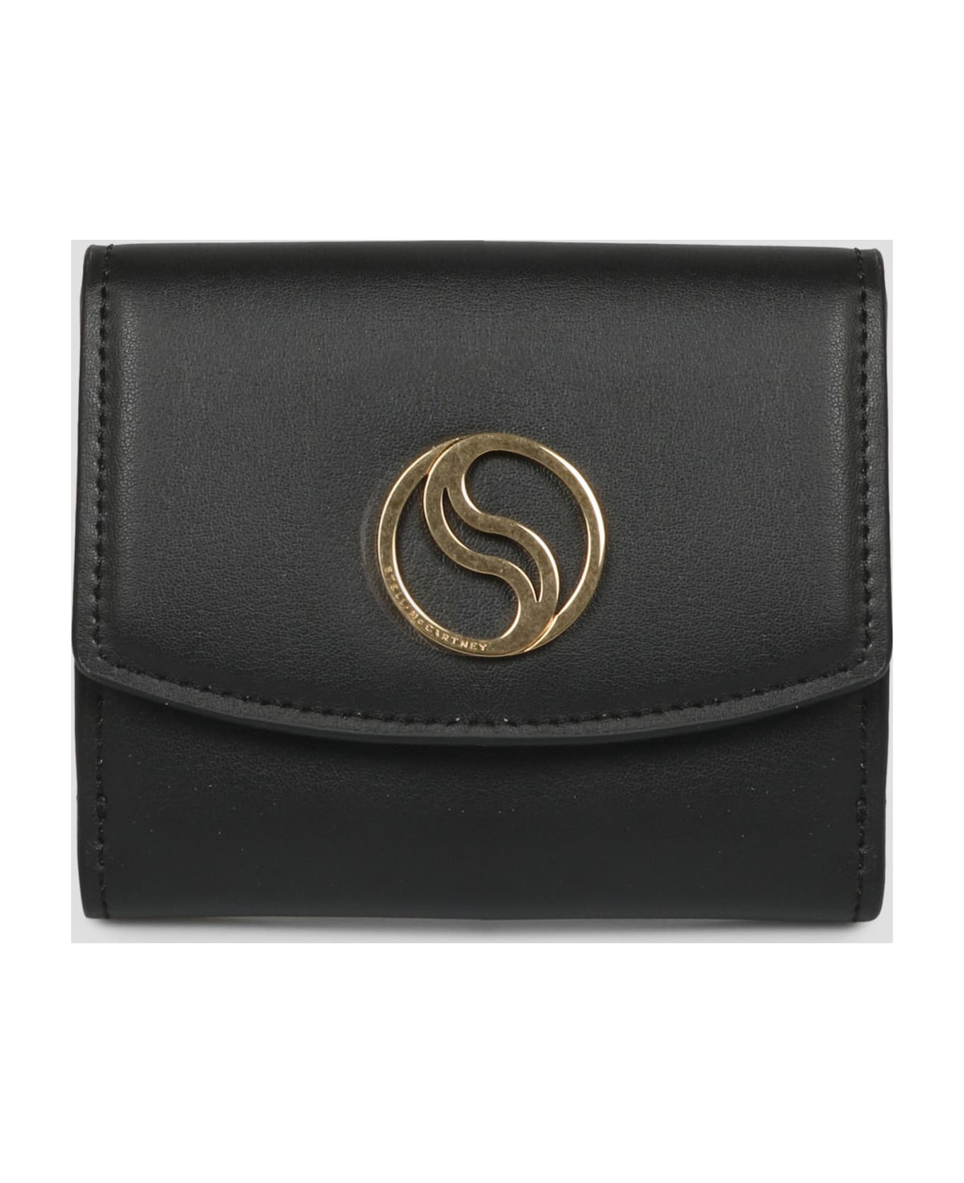 Stella McCartney S-wave Small Flap Wallet - Black