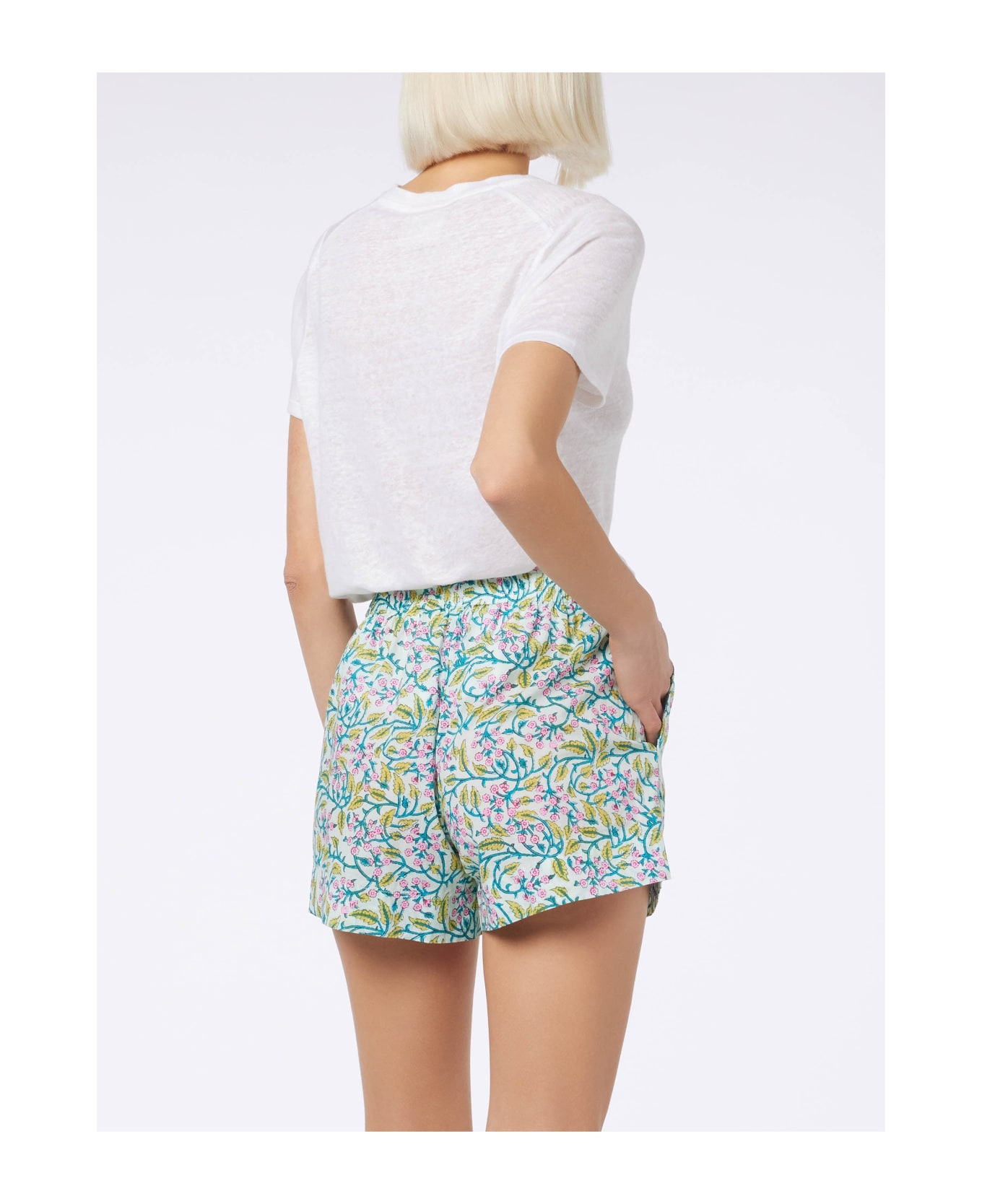 MC2 Saint Barth Woman Cotton Flower Pull Up Shorts Meave - GREEN