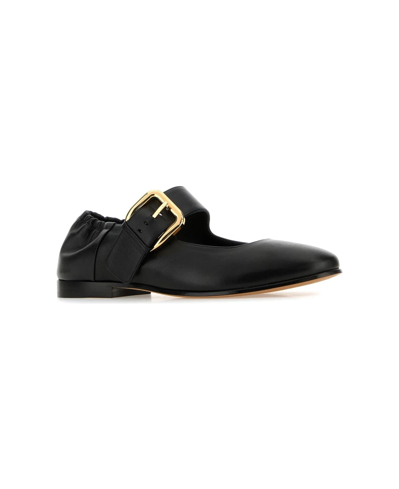 Bottega Veneta Black Leather Mary Jane Astaire Ballerinas - Black