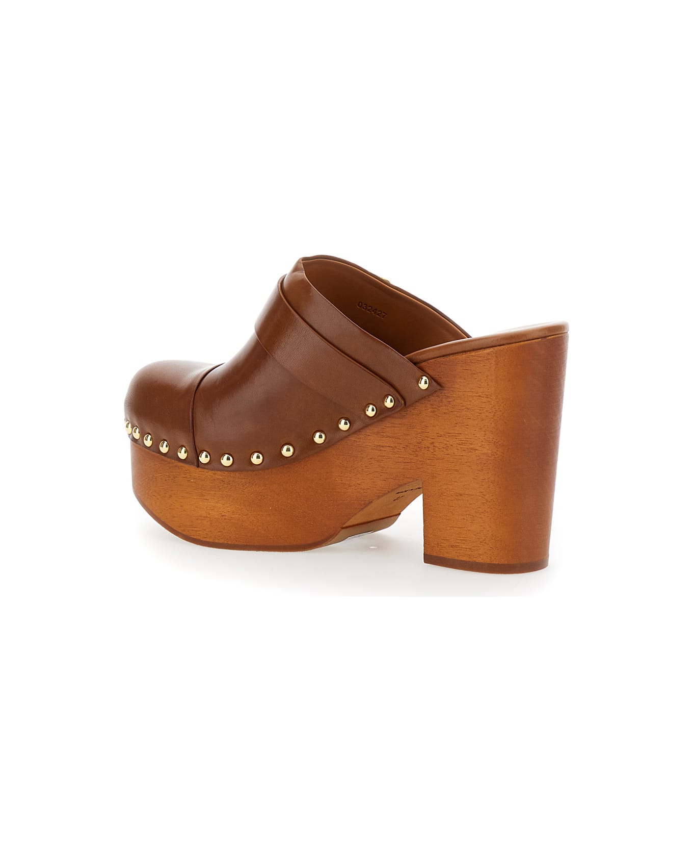 Chloé Caramel Leather Jeannette Clogs - GINGERBROWN