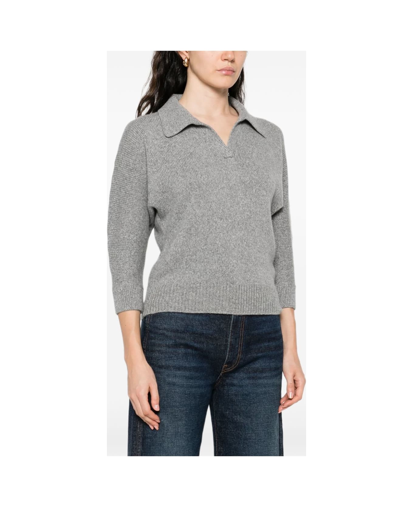 Khaite Herve Cashmere Polo Shirt - Grey