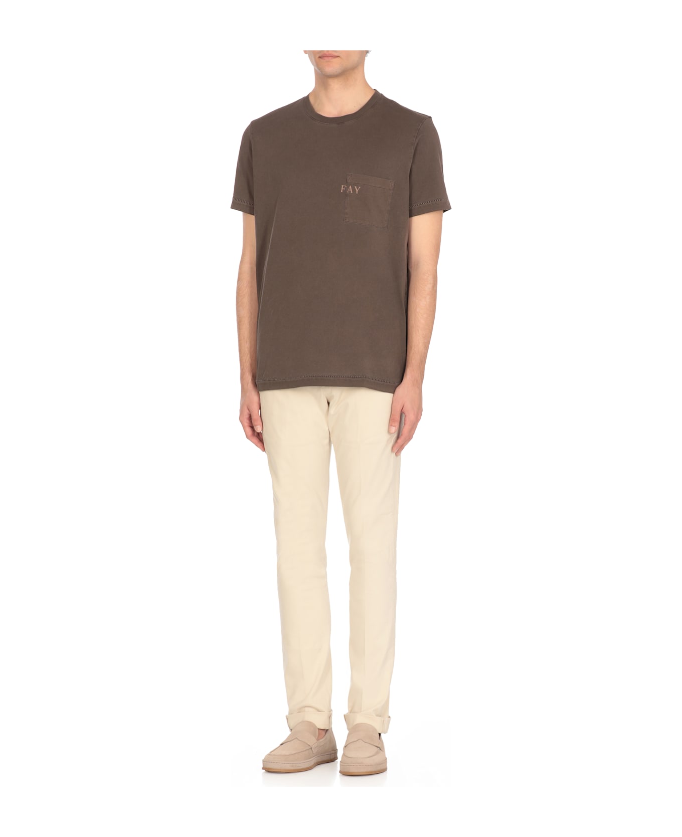 Fay T-shirt With Logo - Brown