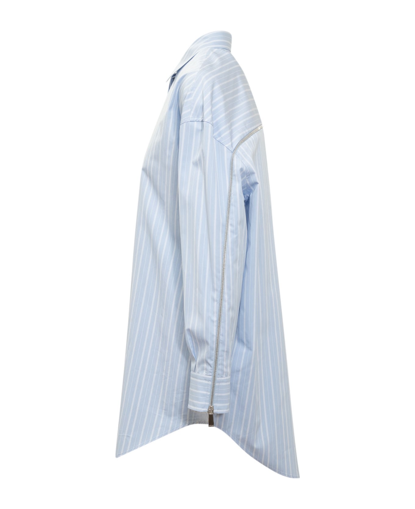 Off-White Embroidered Poplin Shirt Dress - LIGHT BLUE シャツ