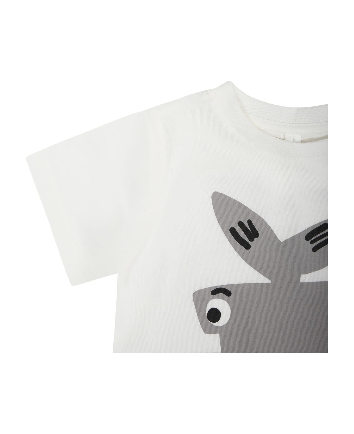 Stella McCartney Kids White T-shirt For Baby Boy With Hammerhead Shark - White Tシャツ＆ポロシャツ