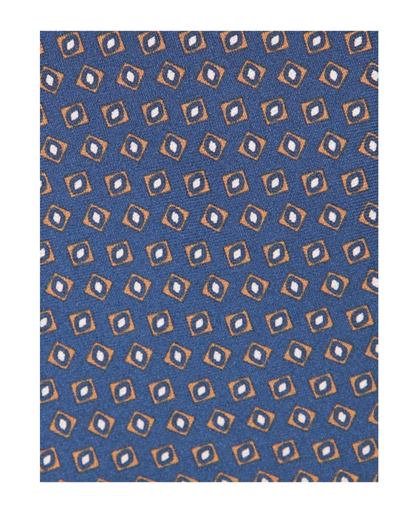 Canali Blue Geometric 8 Cm Tie - Brown