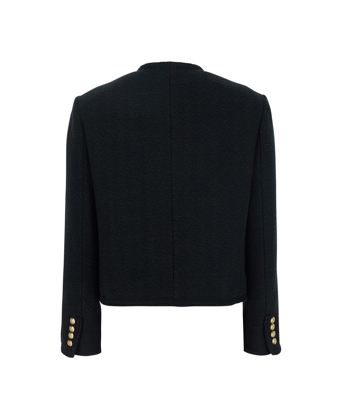 Dunst Black Crewneck Jacket With Contrasting Jewel Buttons In Cotton Blend Woman - Black