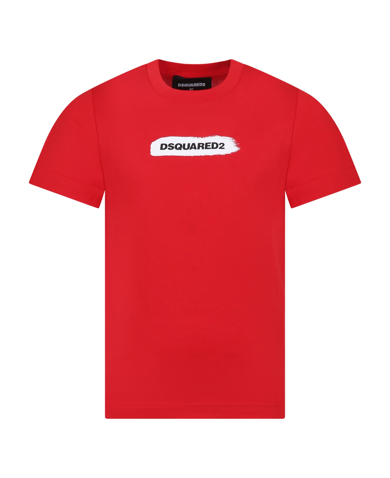 Dsquared2 Red T-shirt For Boy With Logo - Red Tシャツ＆ポロシャツ