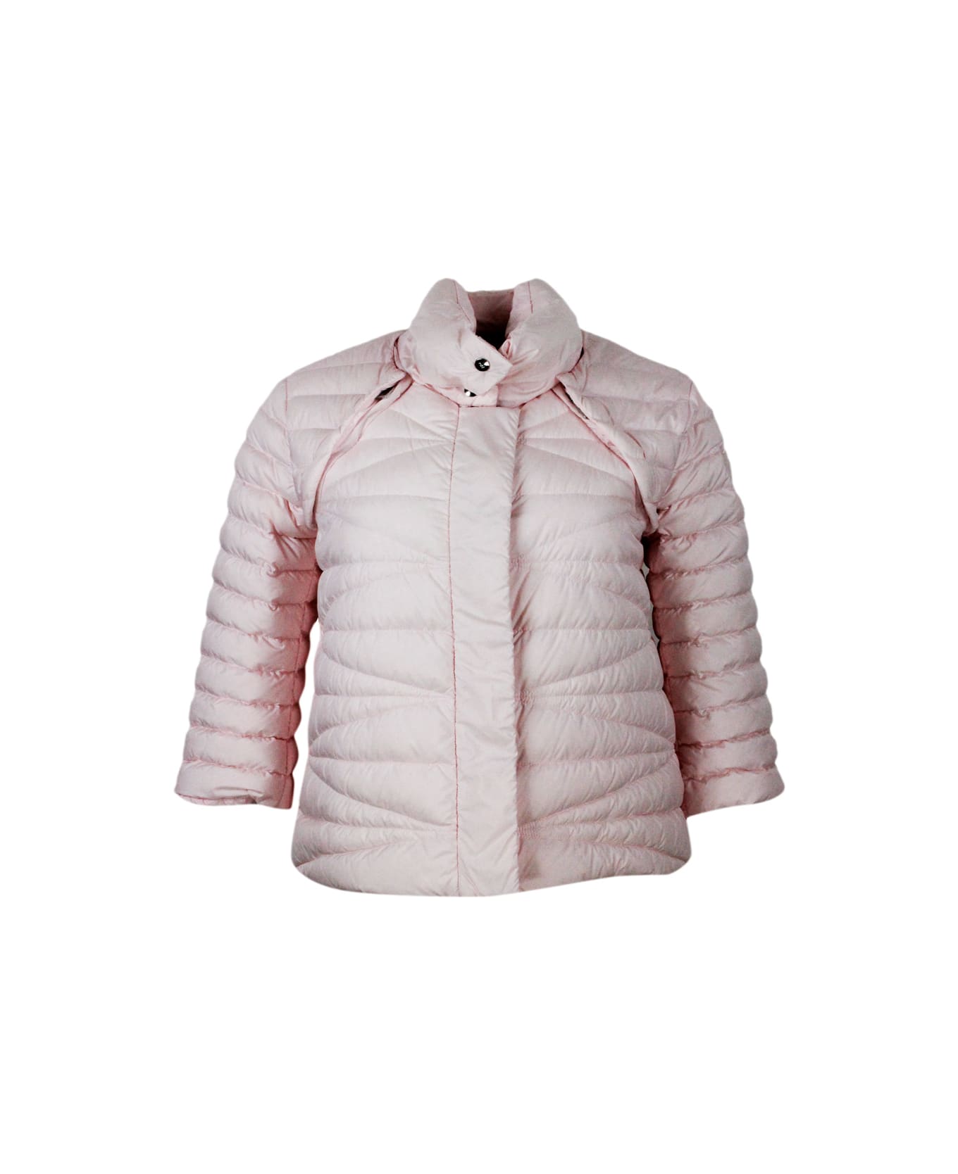 Add 100 Gram Down Jacket With High Quality Feathers. The Sleeves Are Detachable With A Convenient Zip. Side Pockets And Zip And Button Closure - Pink ダウンジャケット
