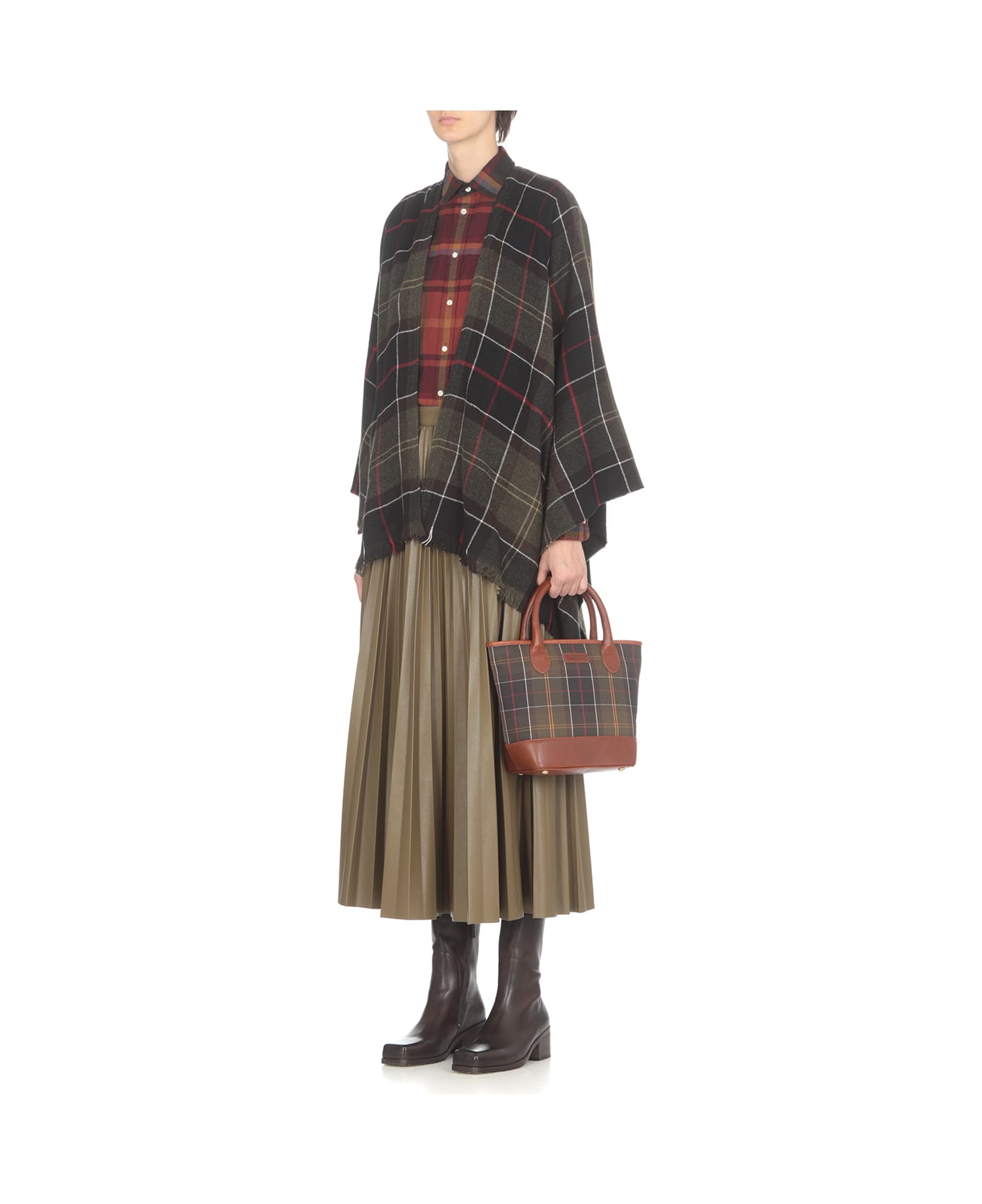 Barbour Staffin Tartan Cape - Green