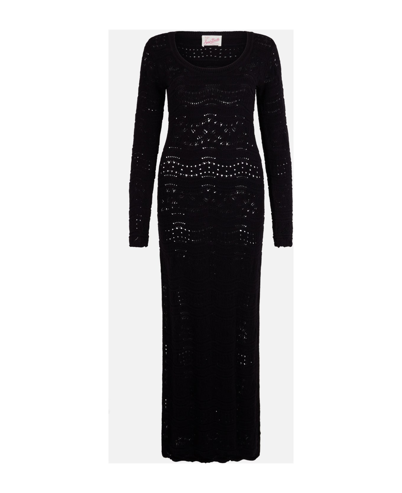 MC2 Saint Barth Black Woman Cotton Knit Midi Dress - BLACK