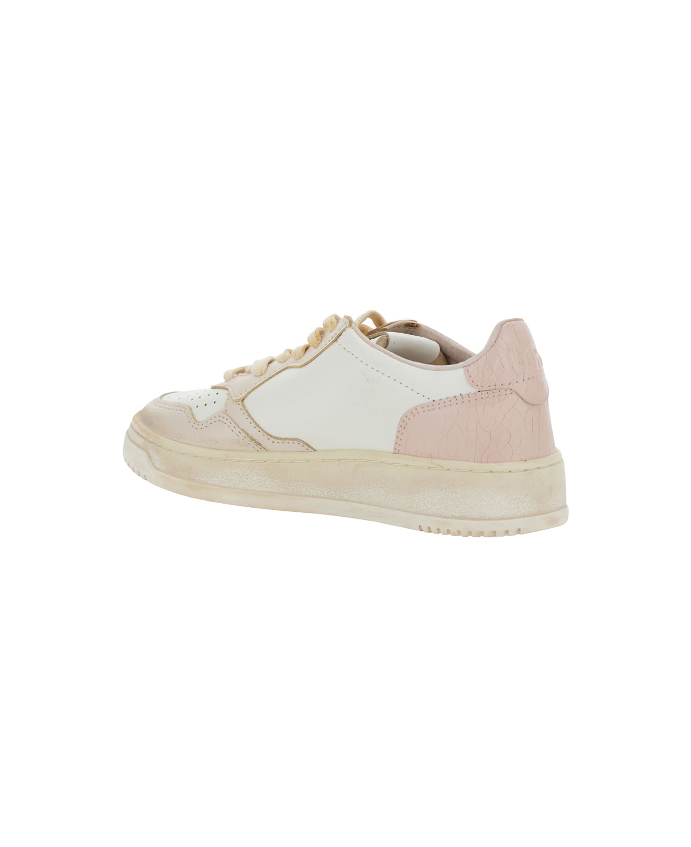 Autry 'super Vintage' Pink Low Top Sneakers With Logo Detail In Leather Woman - Pink