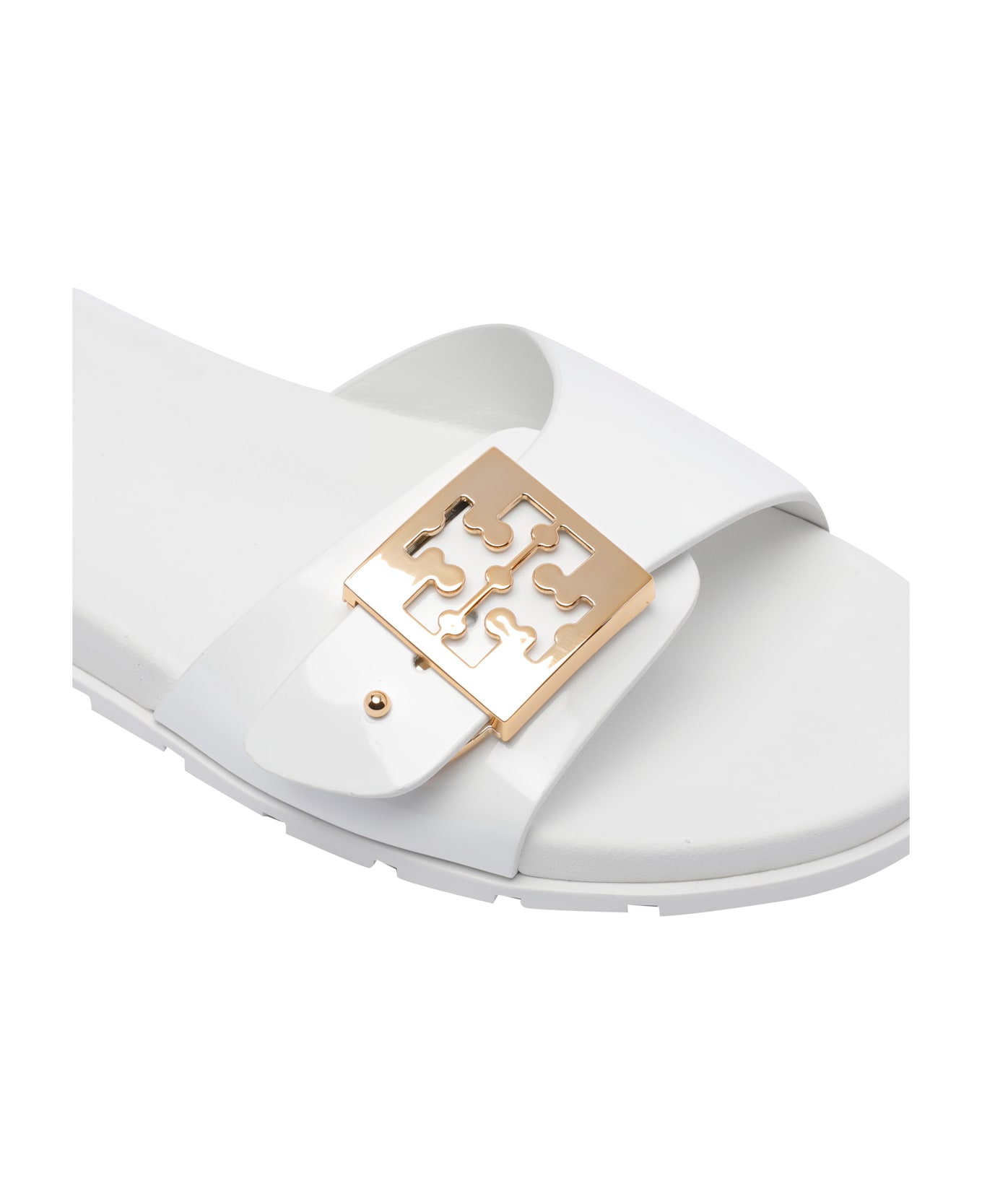 Tory Burch Buckle Slide Sandals - White