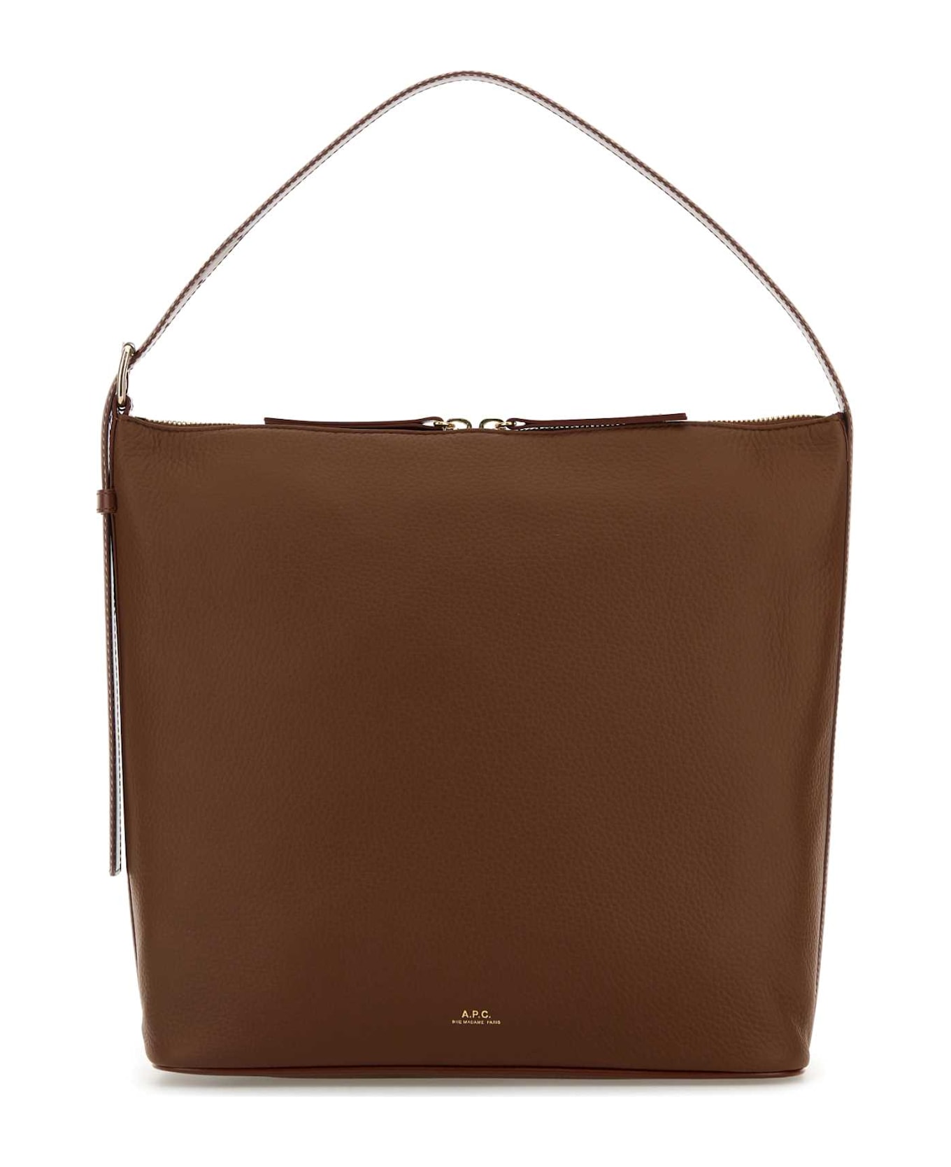A.P.C. Brown Leather Vera Shoulder Bag - HAZELNUT