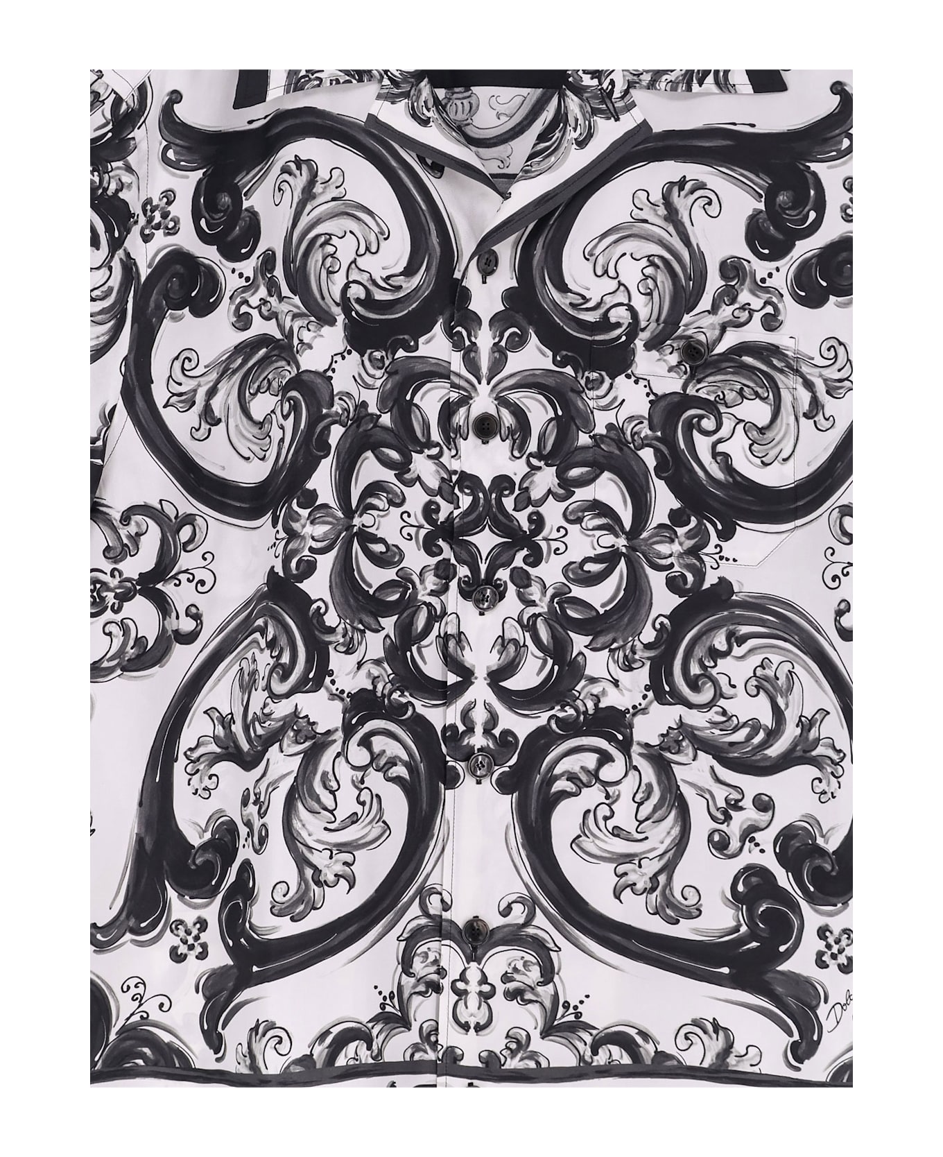 Dolce 
Gabbana Silk Shirt With Maiolica Print - MAIOLICA 3L NERO