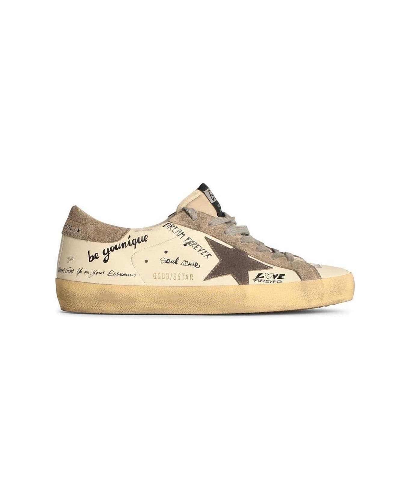 Golden Goose Graphic Printed Low-top Sneakers - White Taupe Cinder