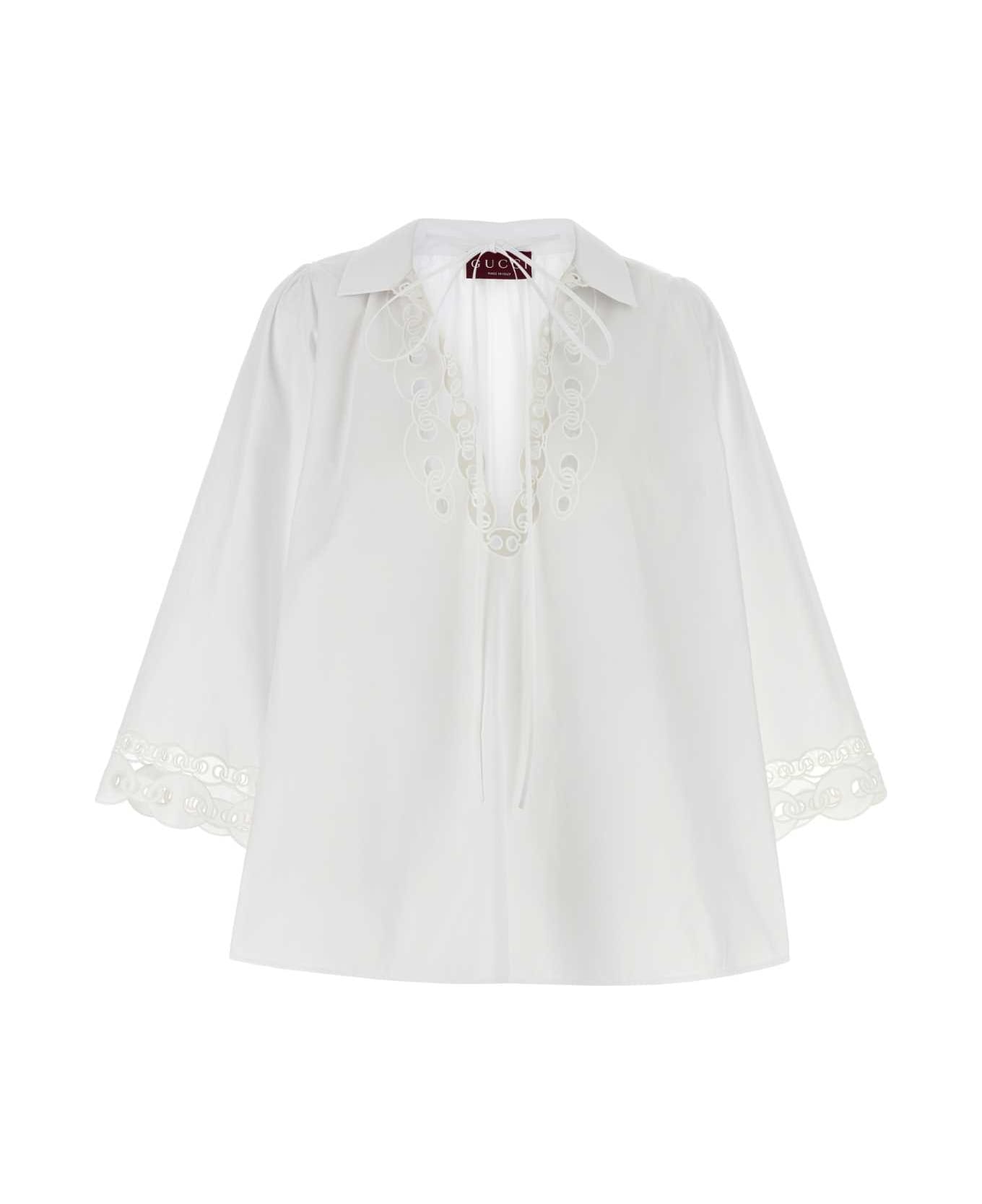Gucci White Poplin Blouse - WHITE