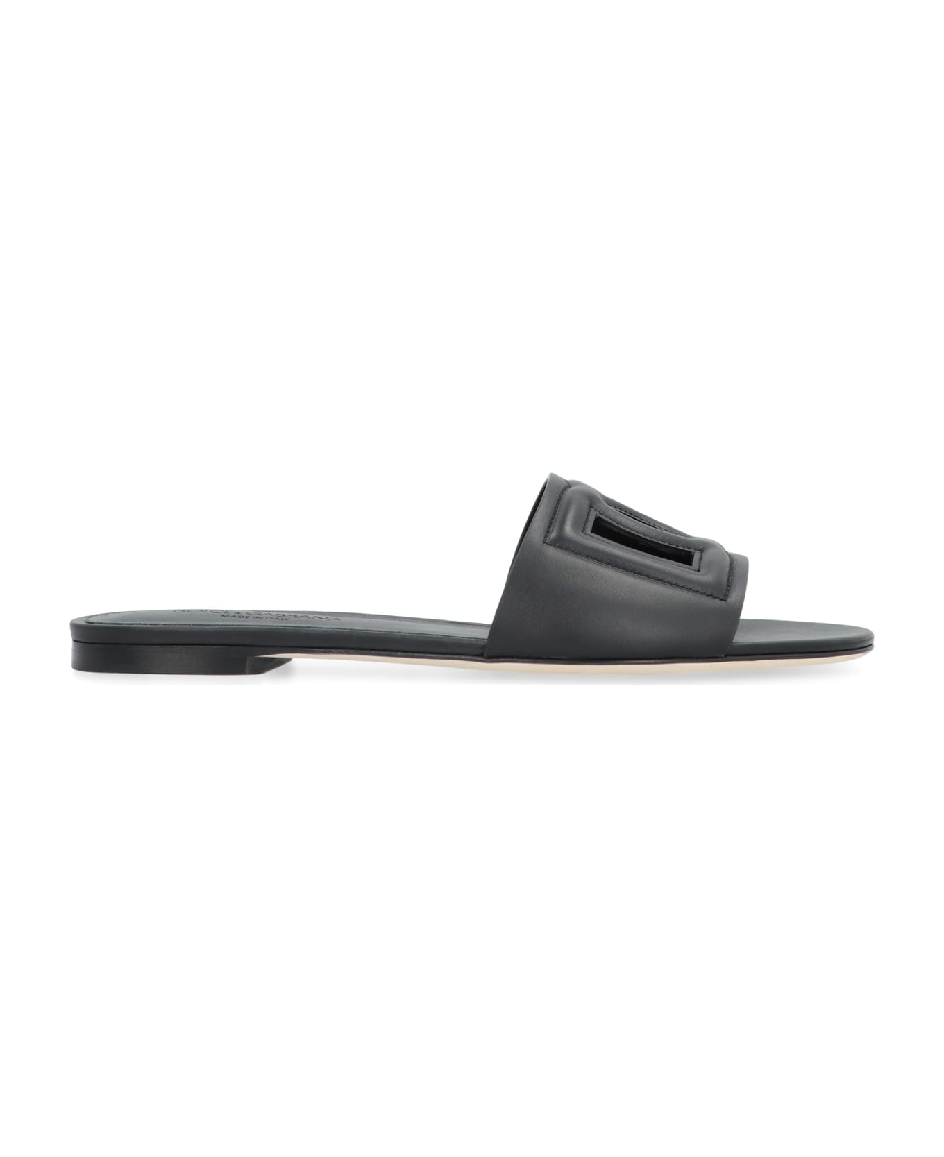 Dolce & Gabbana Leather Slides - black サンダル