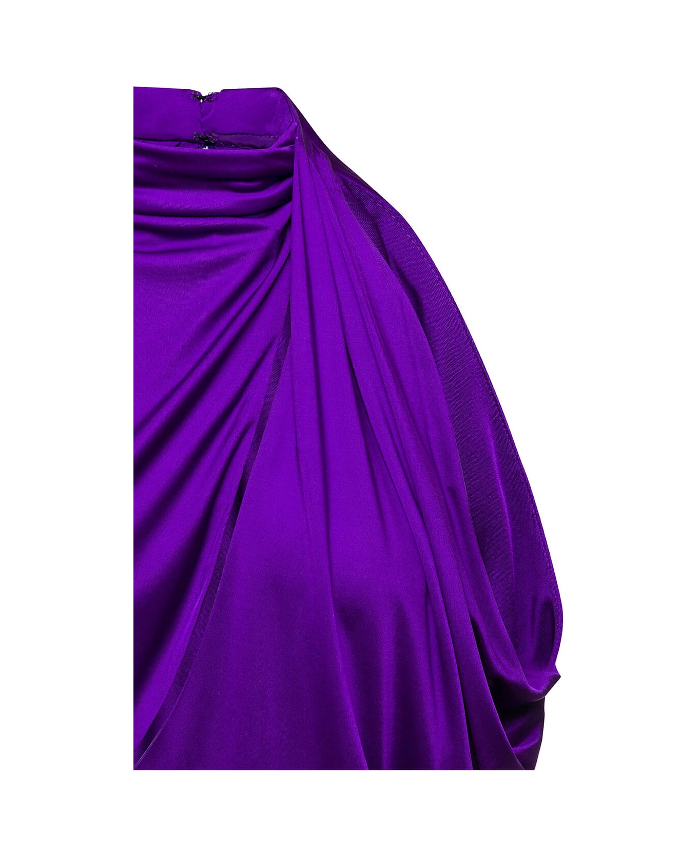Versace Purple Halterneck Top With Diagonal Cut-out In Viscose Woman - Violet