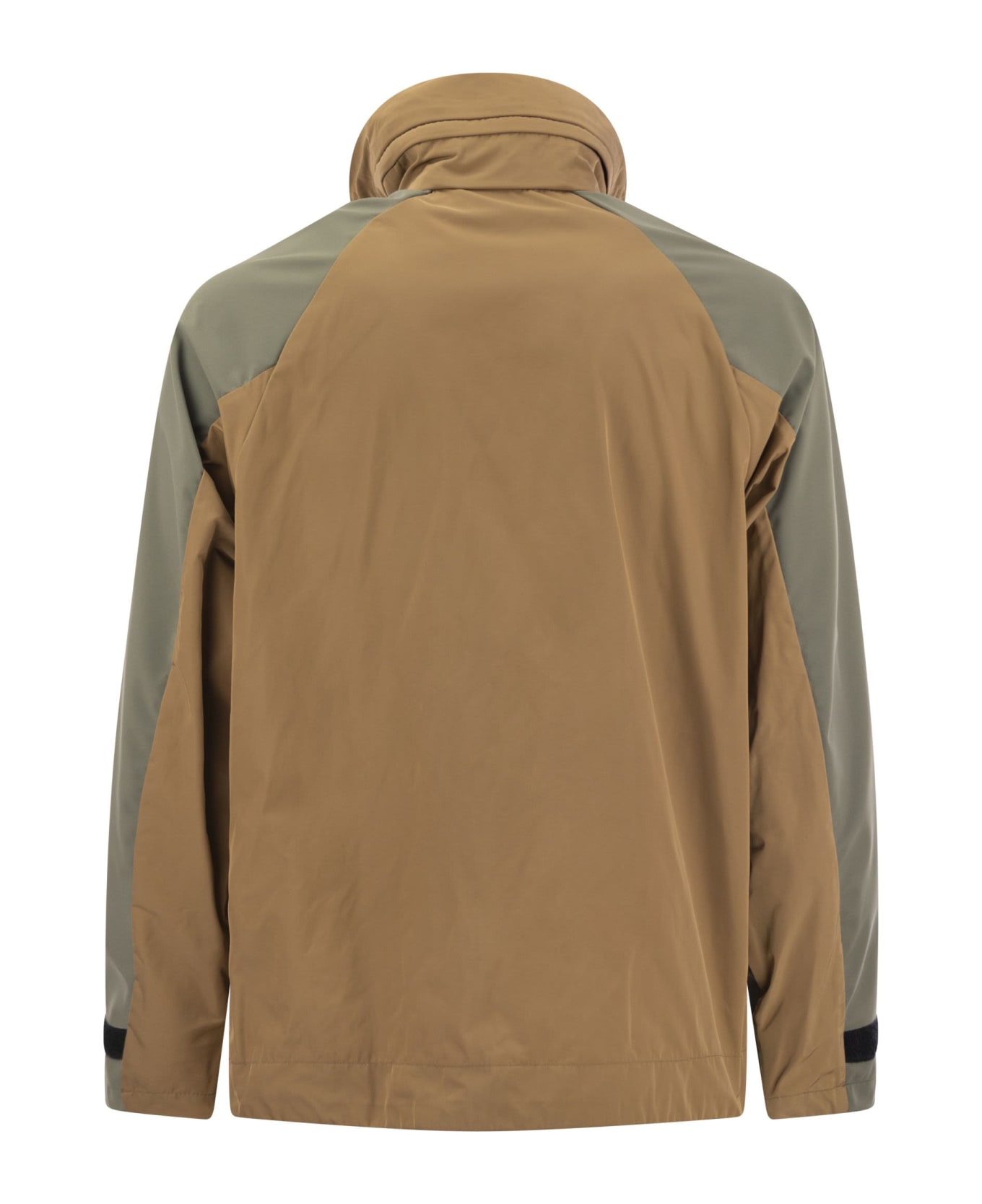 Colmar Colourblock Jacket With Concealed Hood - Brown/green