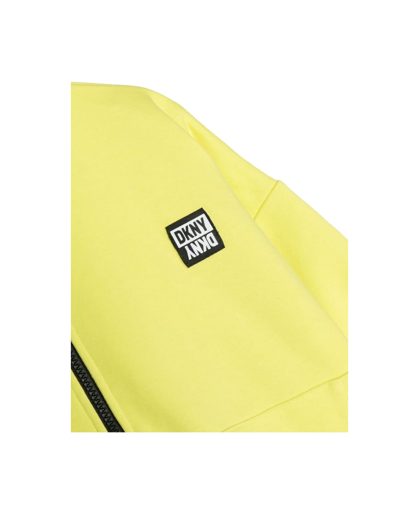 DKNY Zippered Short Sleeve Cardigan - YELLOW