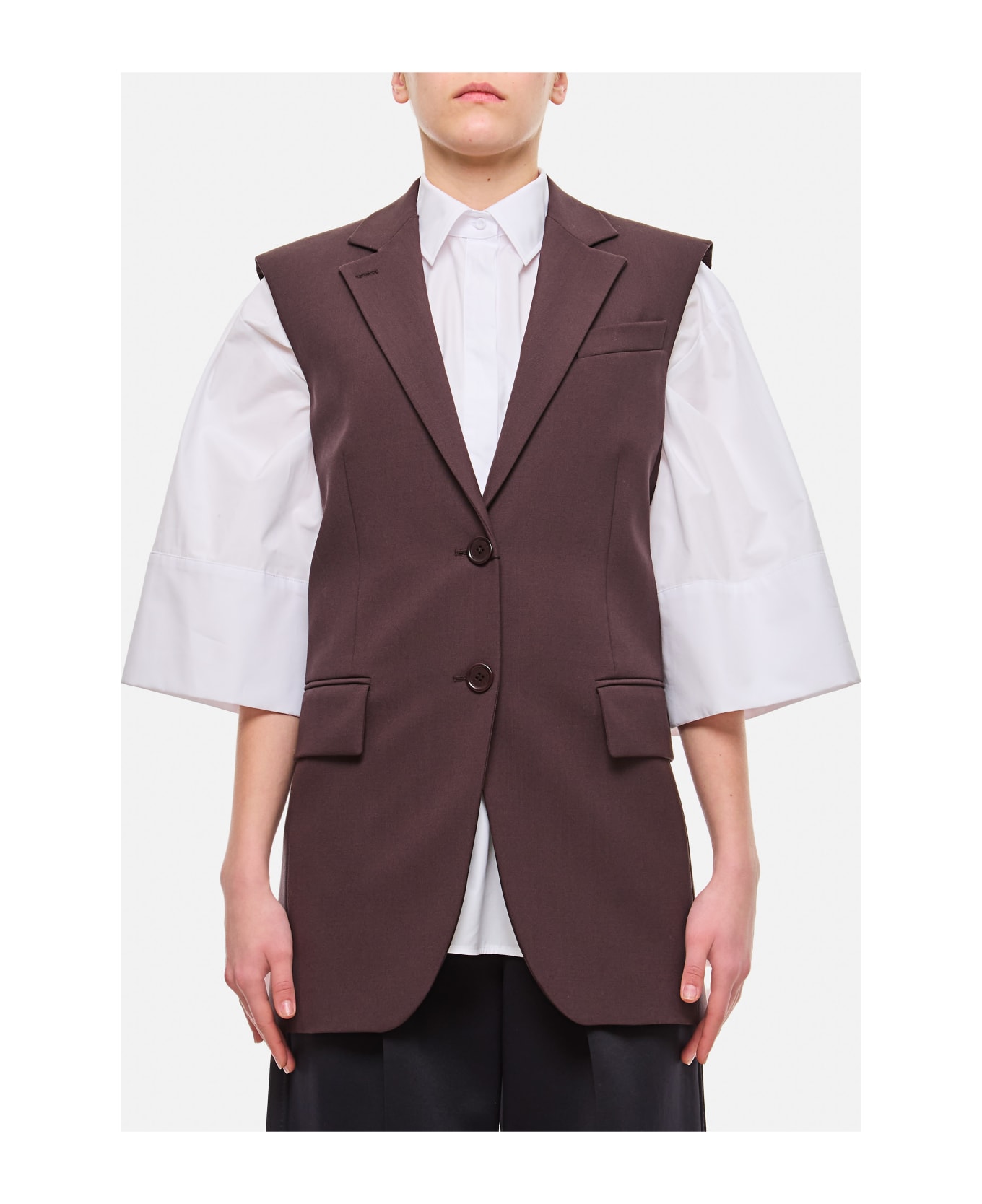 SportMax Double Breasted Vest - Brown