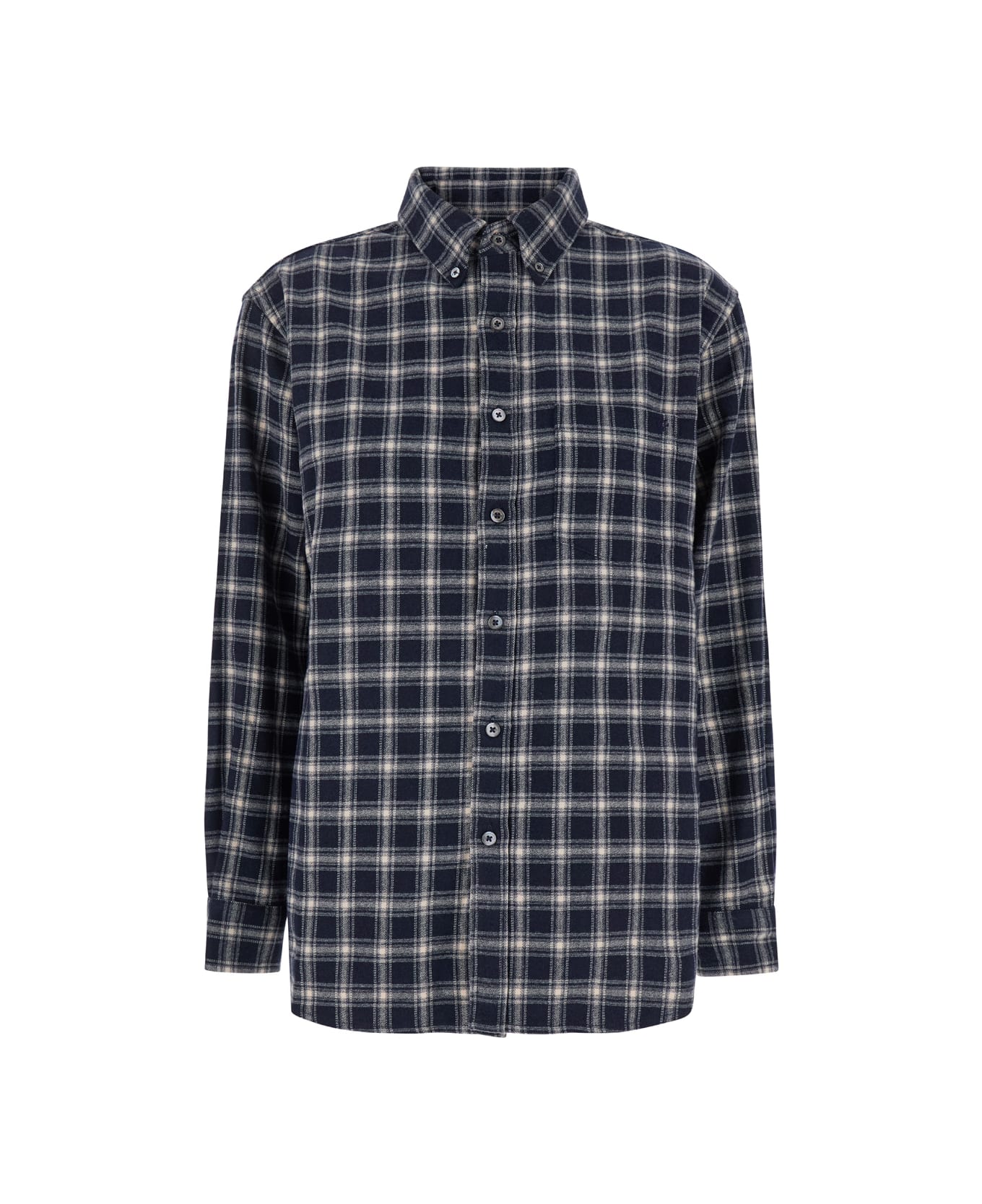 Dunst Unisex Check Flannel Shirt - Blu