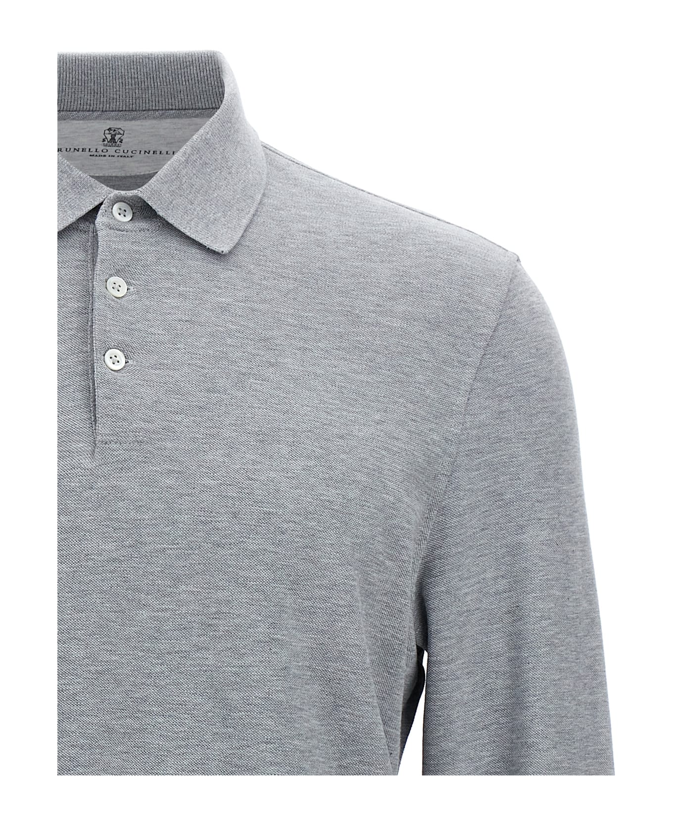 Brunello Cucinelli Piqué Cotton Polo Shirt - Gray