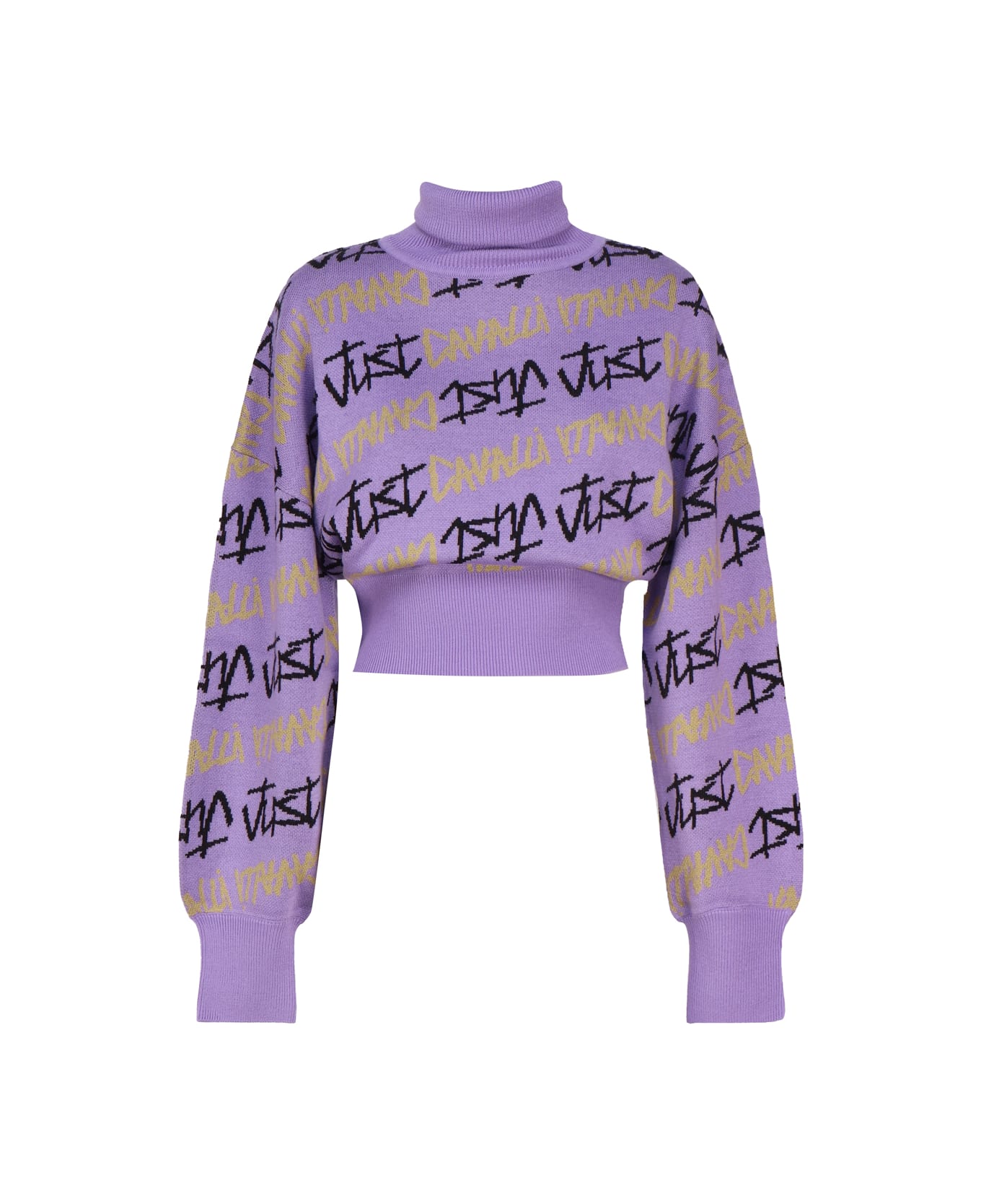 Just Cavalli Cropped Turtleneck Sweater - Violet tulip