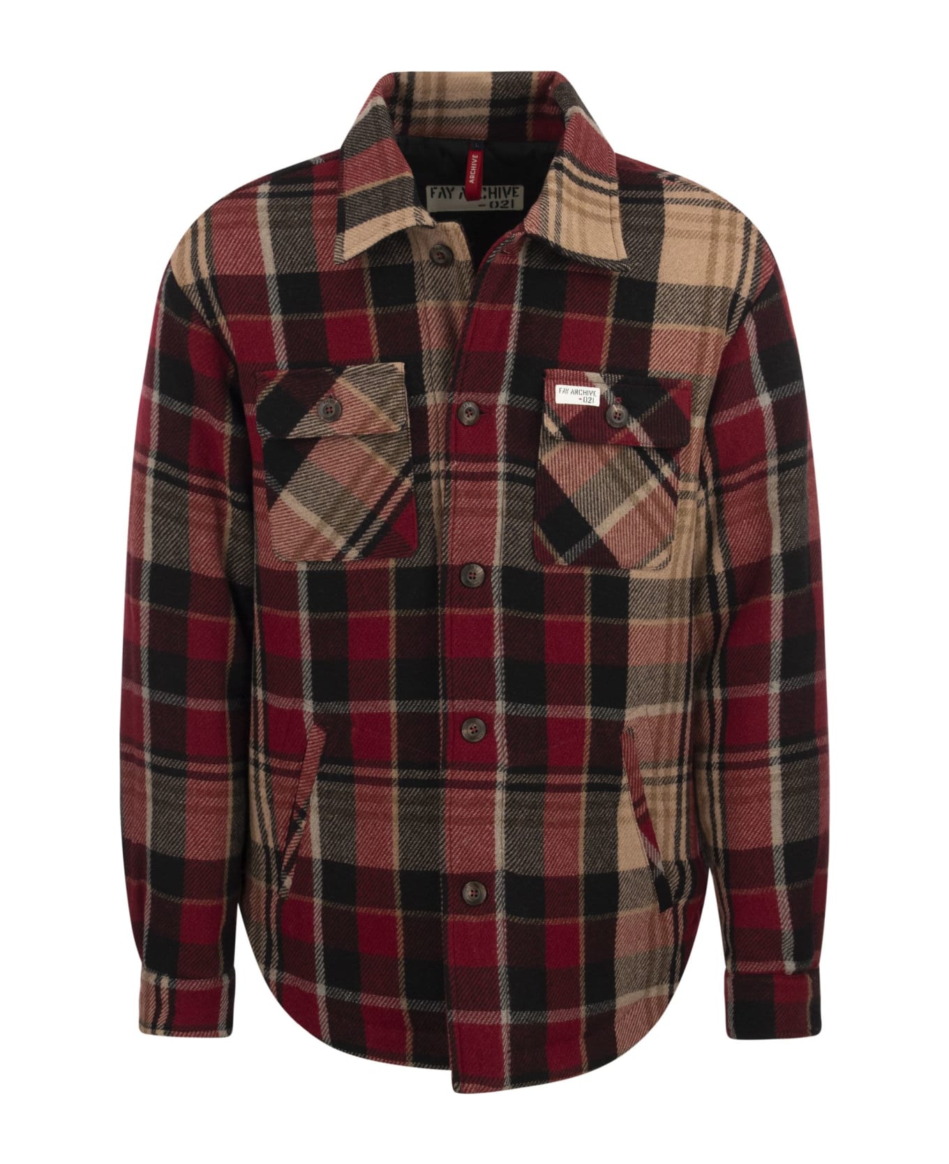 Fay Shirt-cut Check Jacket - Red/beige