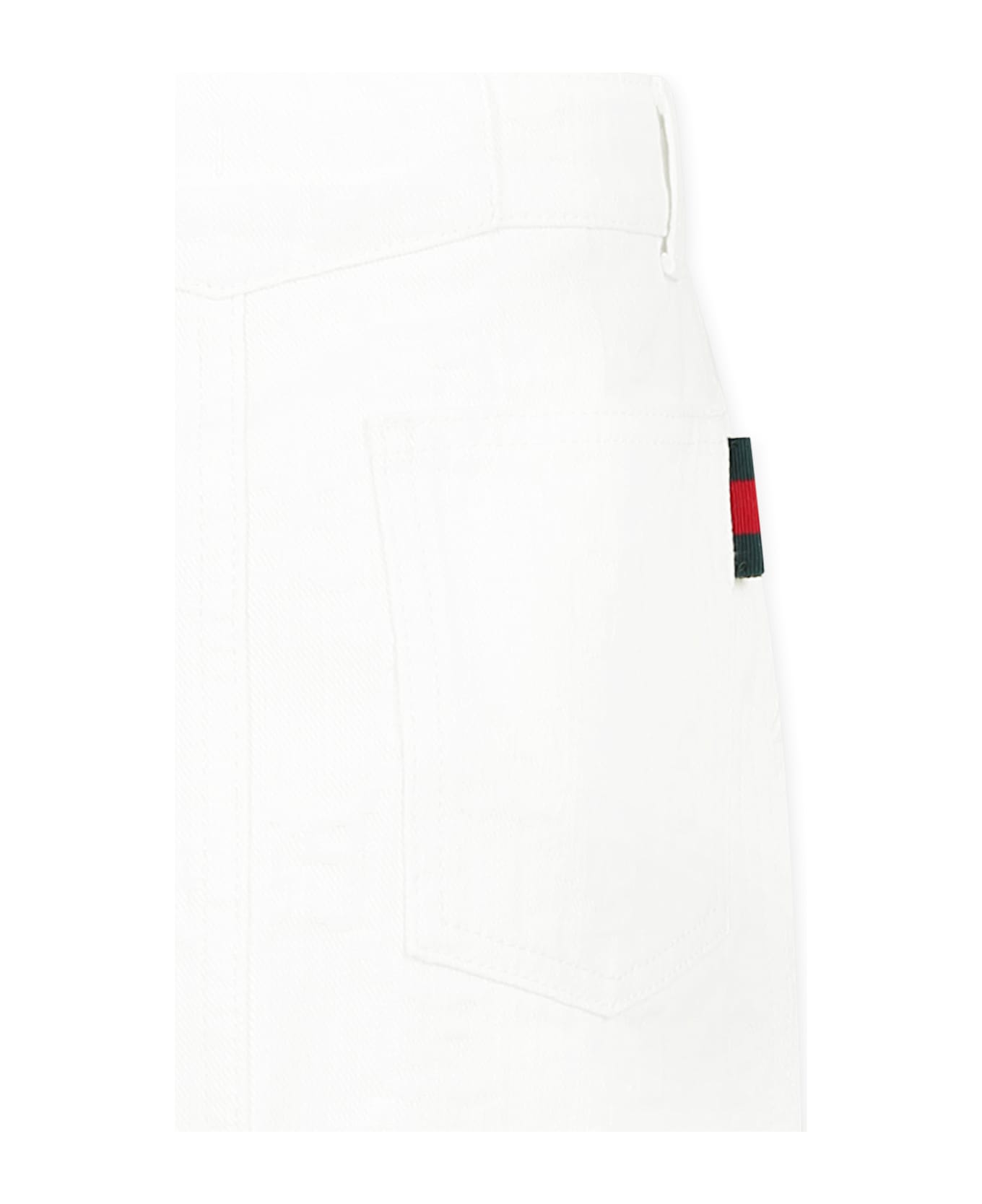 Gucci White Skirt For Girl With Web Detail - White
