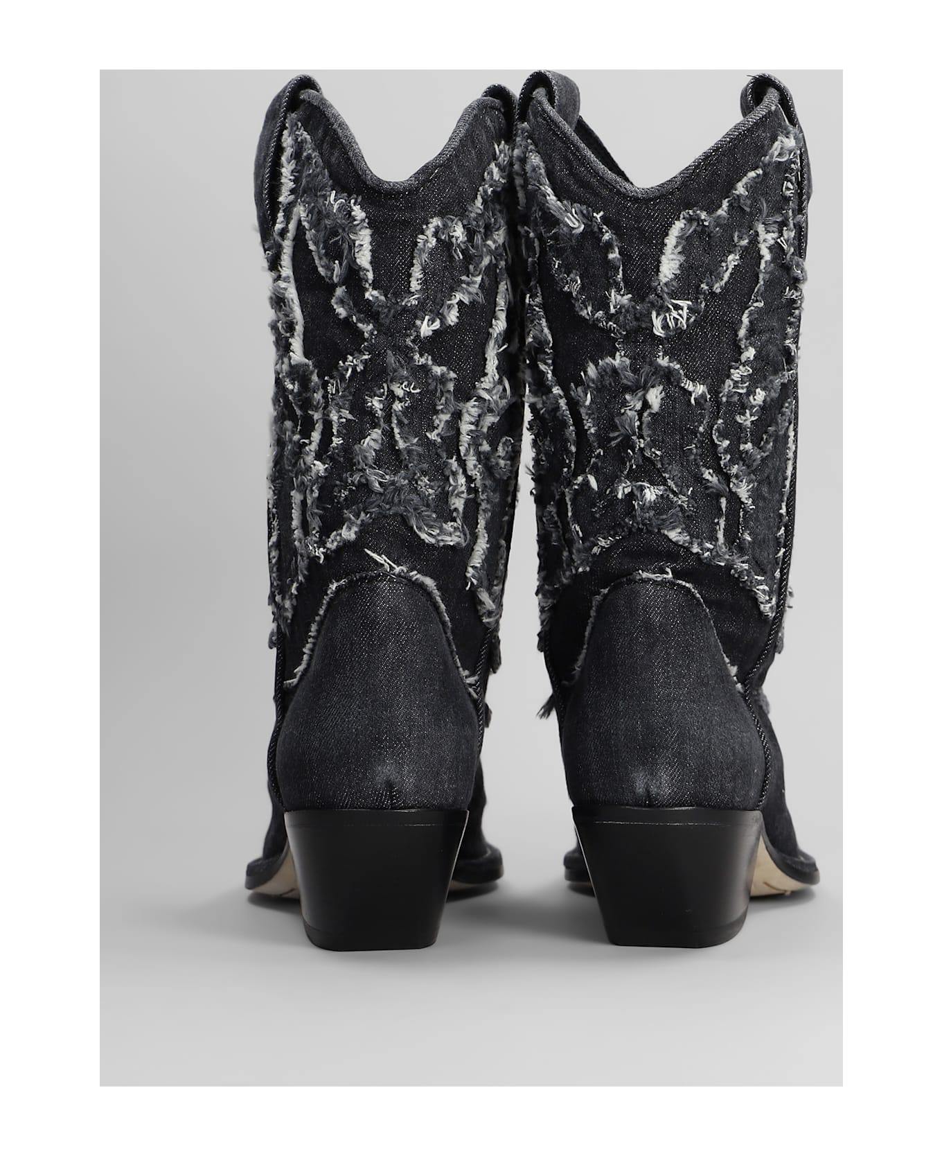 Vic Matié Denim 155 Texan Ankle Boots In Black Denim - black