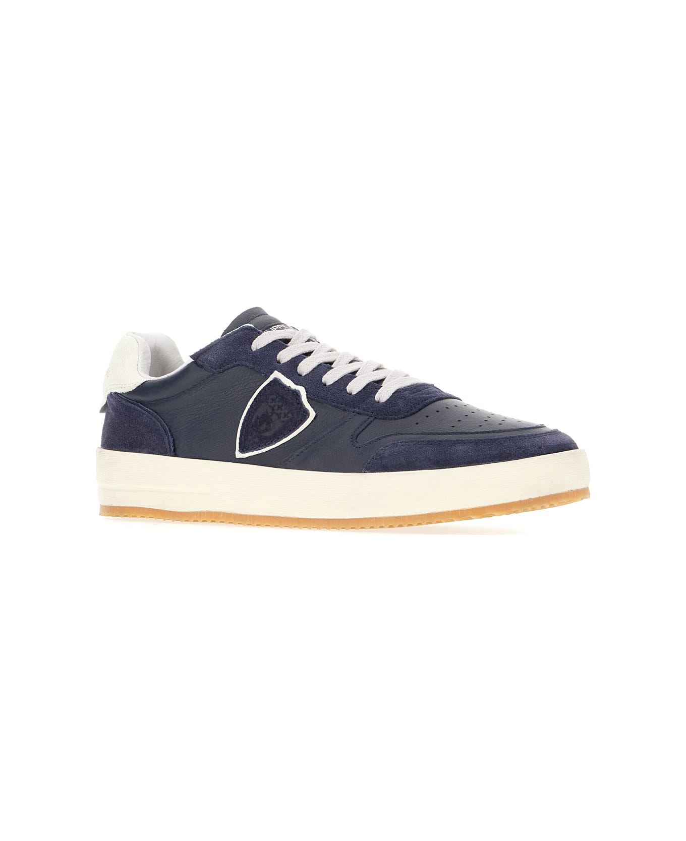 Philippe Model Blue Leather And Suede Nice Low Sneakers - Blu