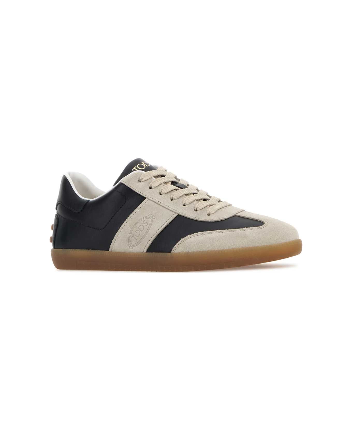 Tod
s Two-tone Leather And Suede Sneakers - C006MASTICEB009BIANCOLATTE