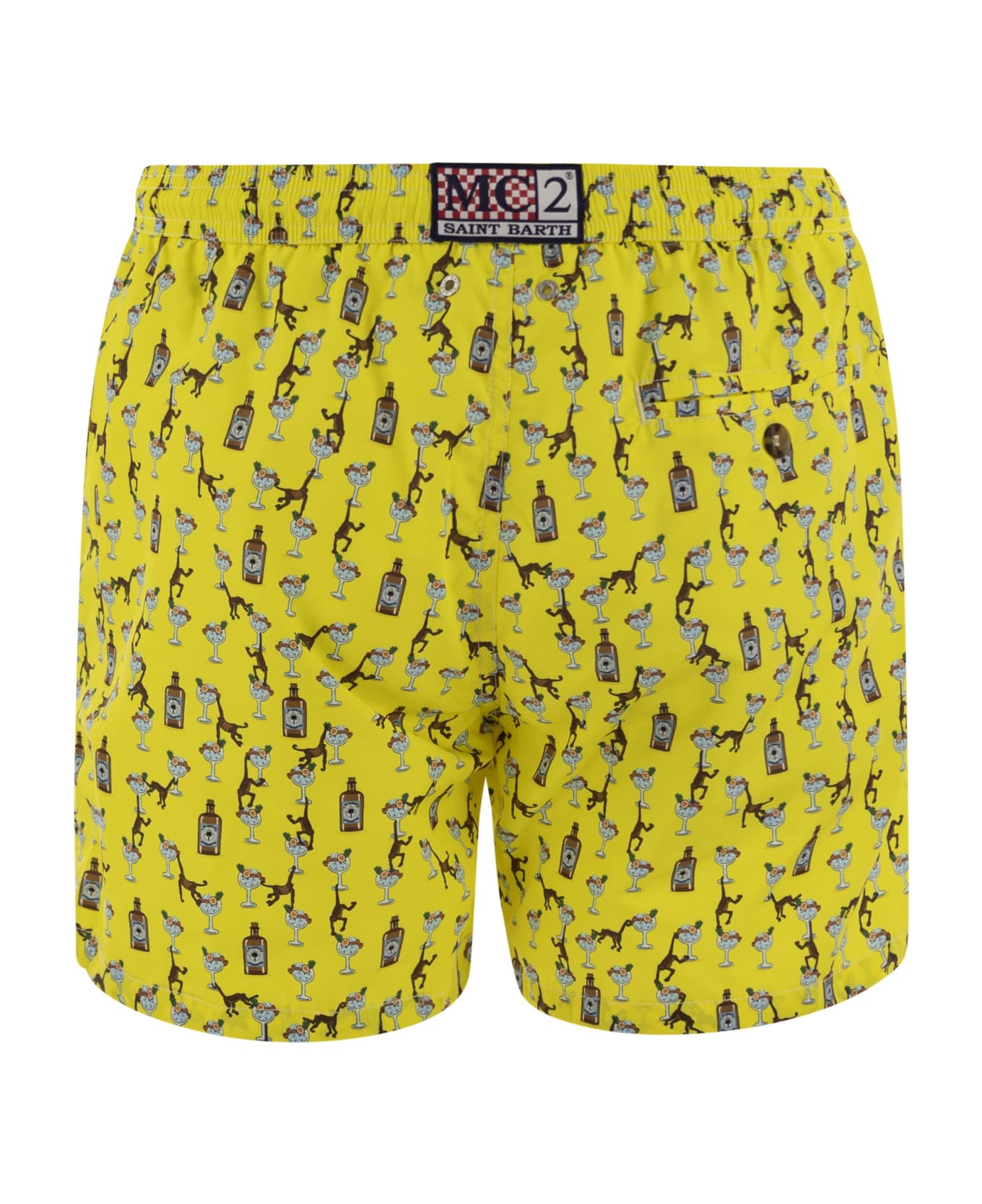 MC2 Saint Barth Lightweight Fabric Swim Boxer Shorts With Print - Yellow 水着