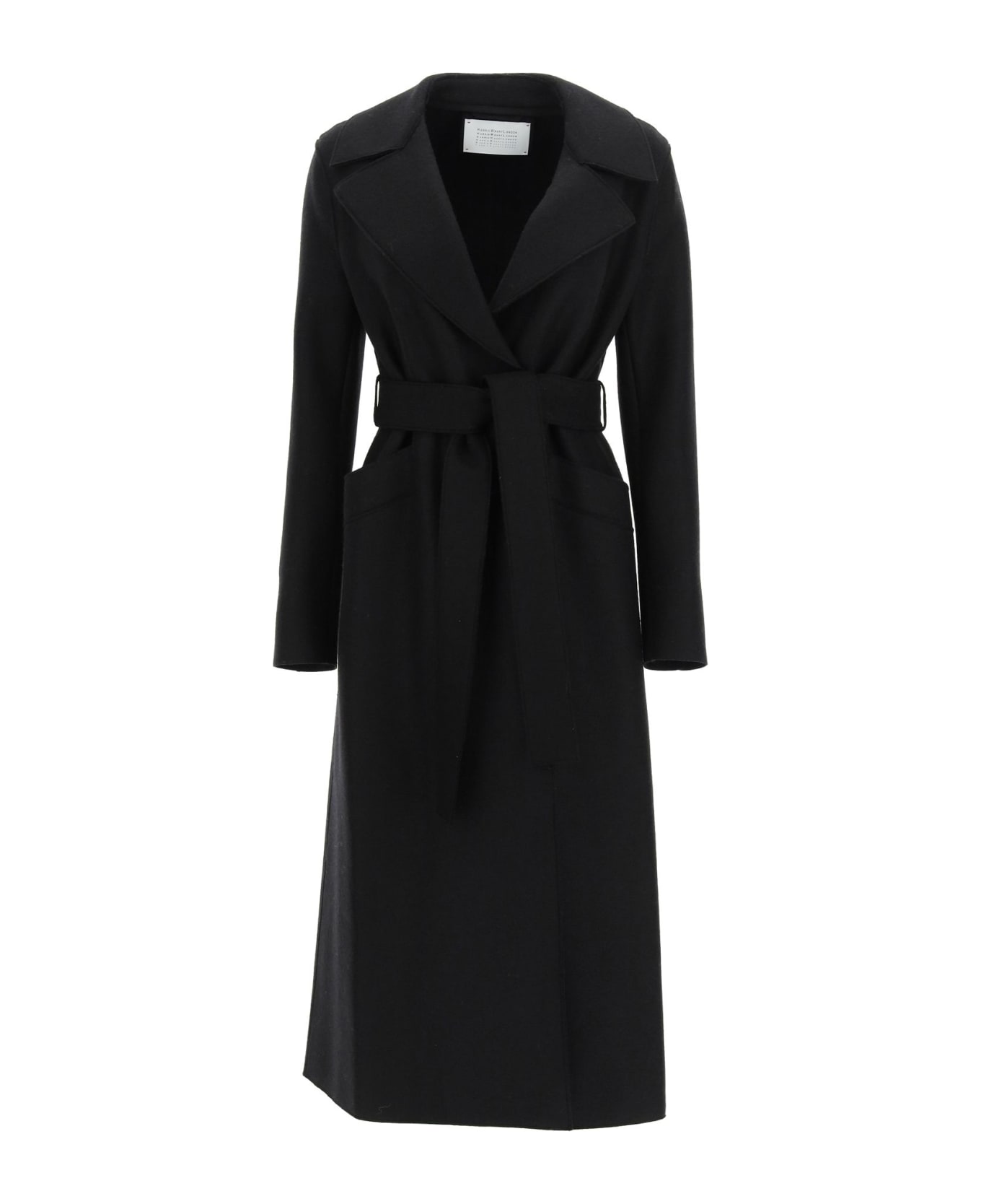 Harris Wharf London Long Pressed Wool Coat - BLACK