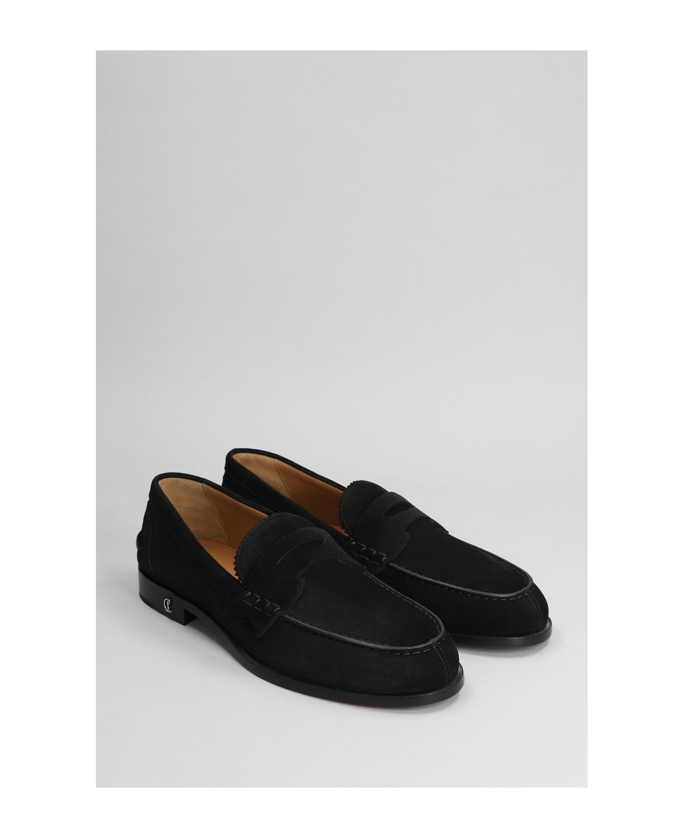 Christian Louboutin No Penny Loafers In Black Suede - black