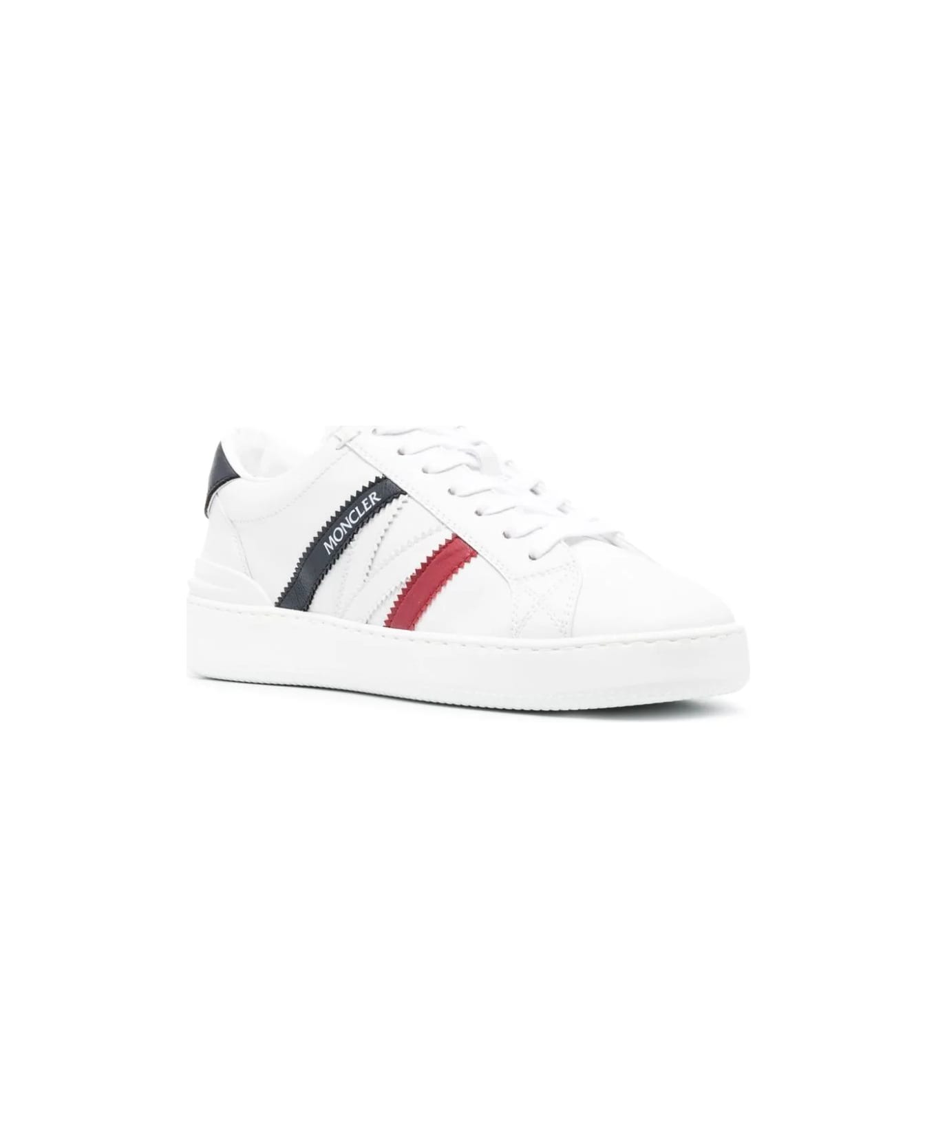 Moncler Monaco M Sneakers In White, Blue And Red - White