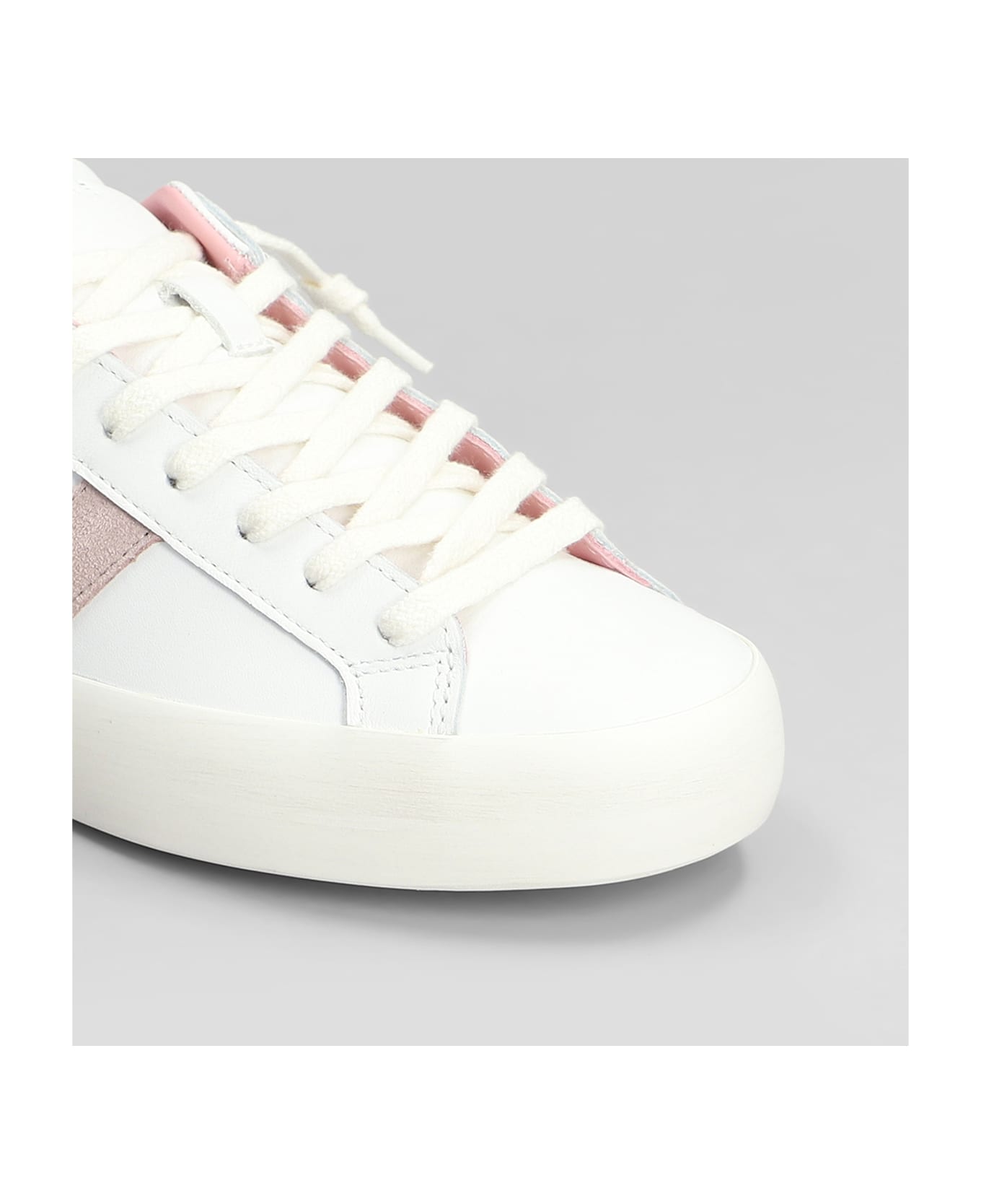 D.A.T.E. Hill Low Sneakers In White Leather - WHITE PLATINUM