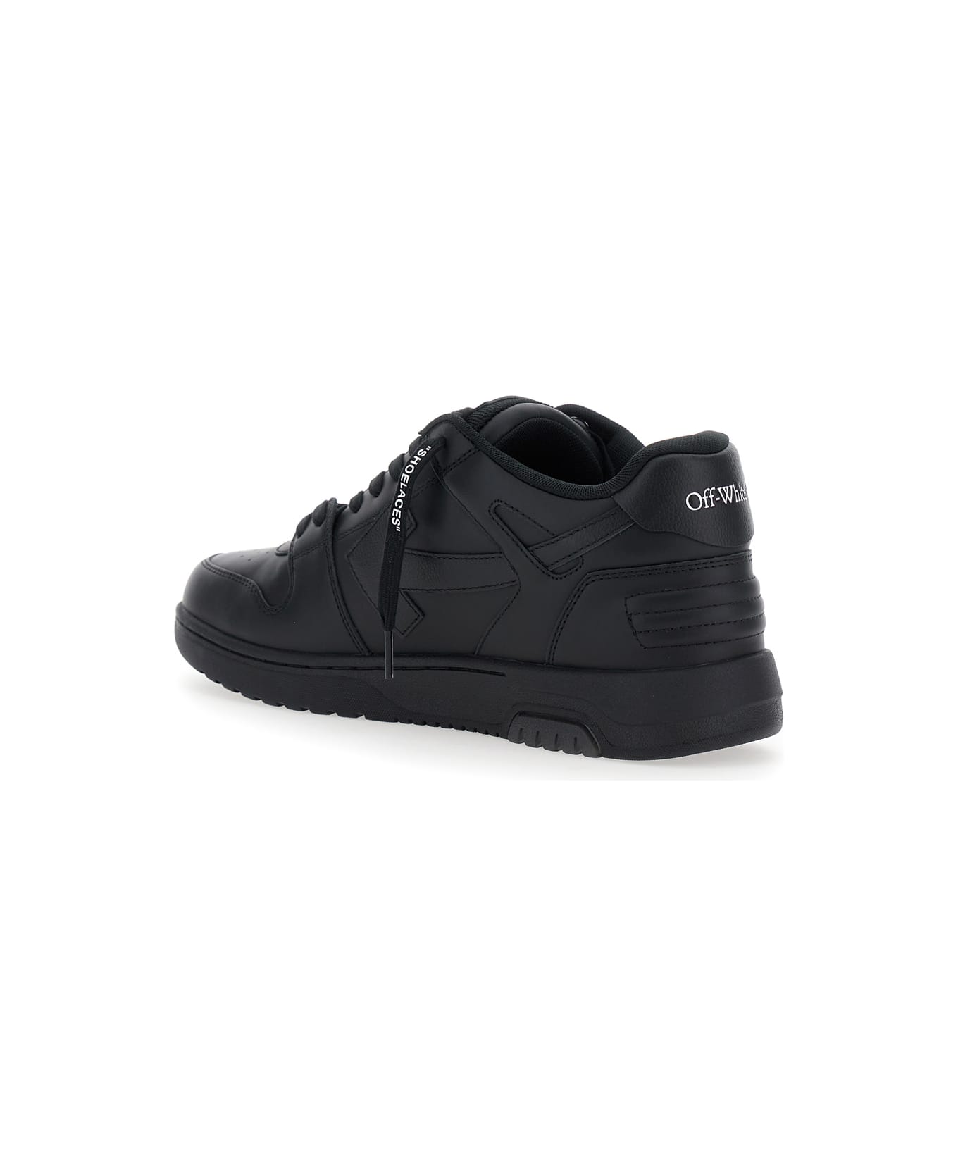 Off-White 'out Of Office' Black Low Top Sneakers With Arrow Patch In Leather Man - Black