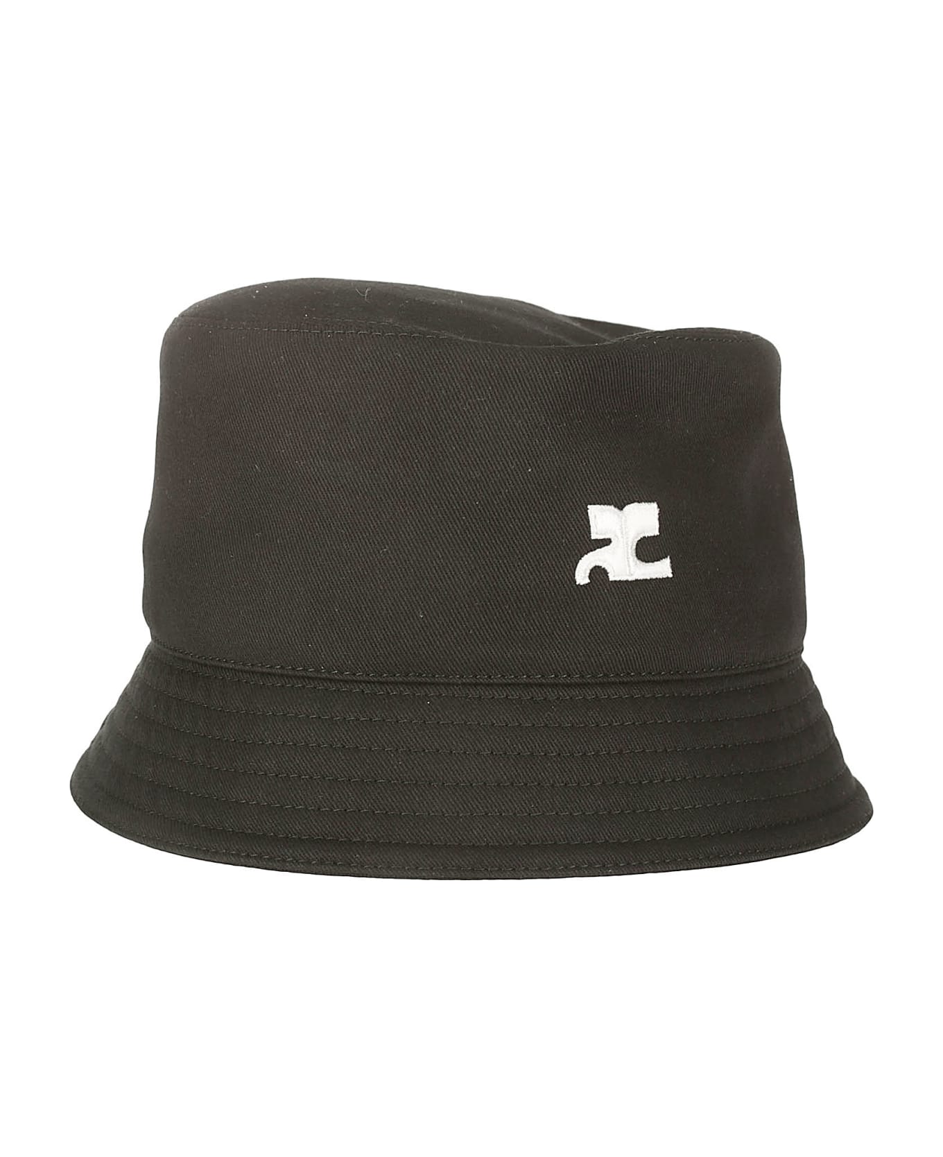 Courrèges Signature Cotton Bucket Hat - BLACK