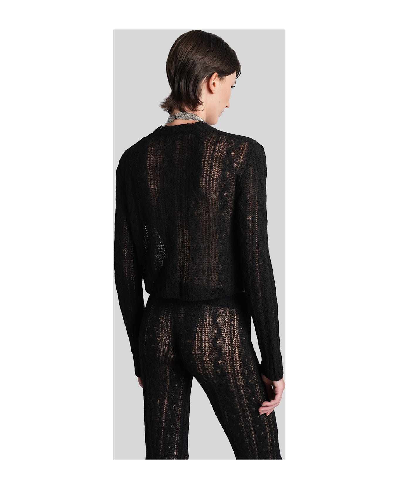 Alanui Cardigan In Black Wool - black