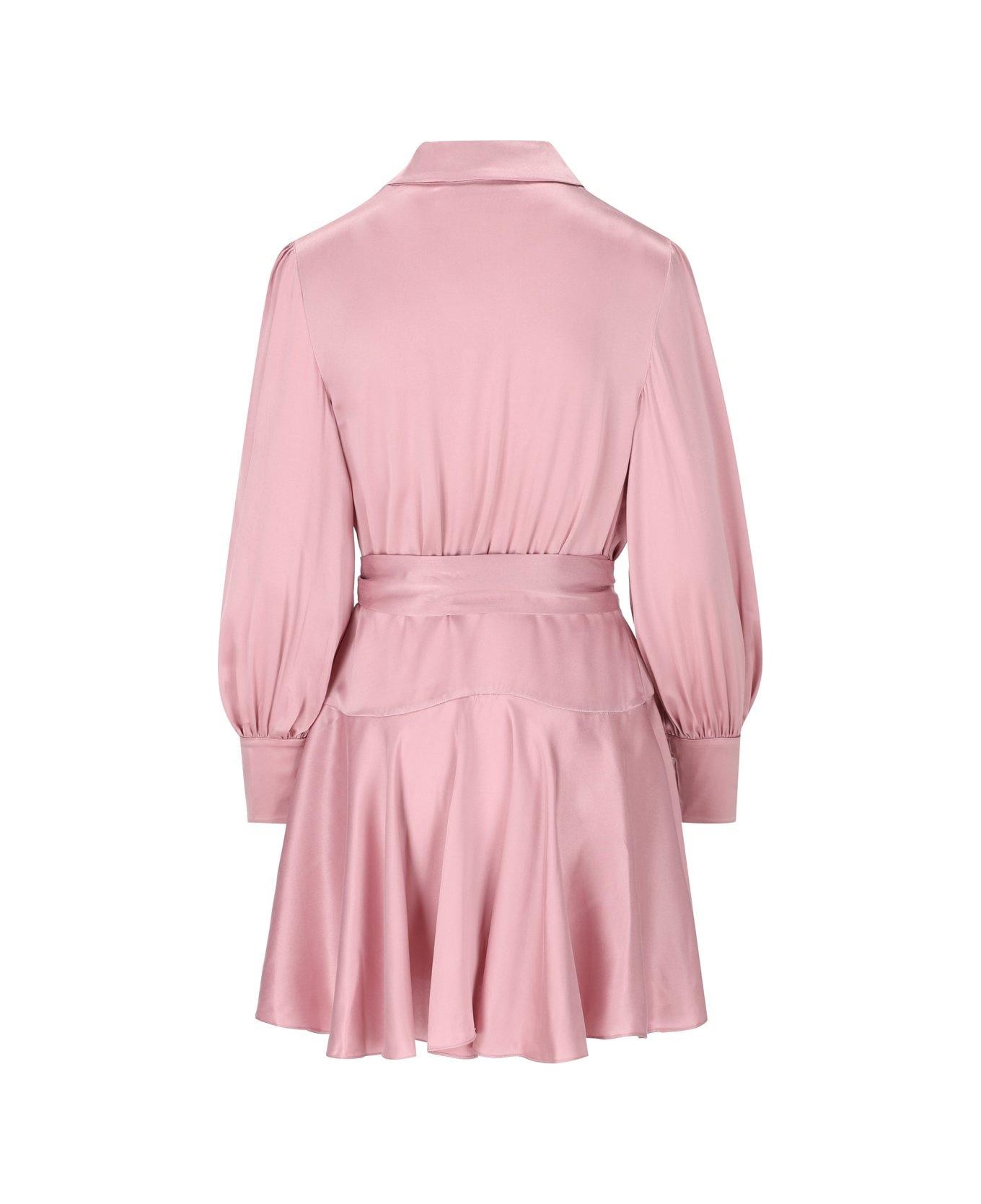 Zimmermann V-neck Satin Wrap Dress - Pink