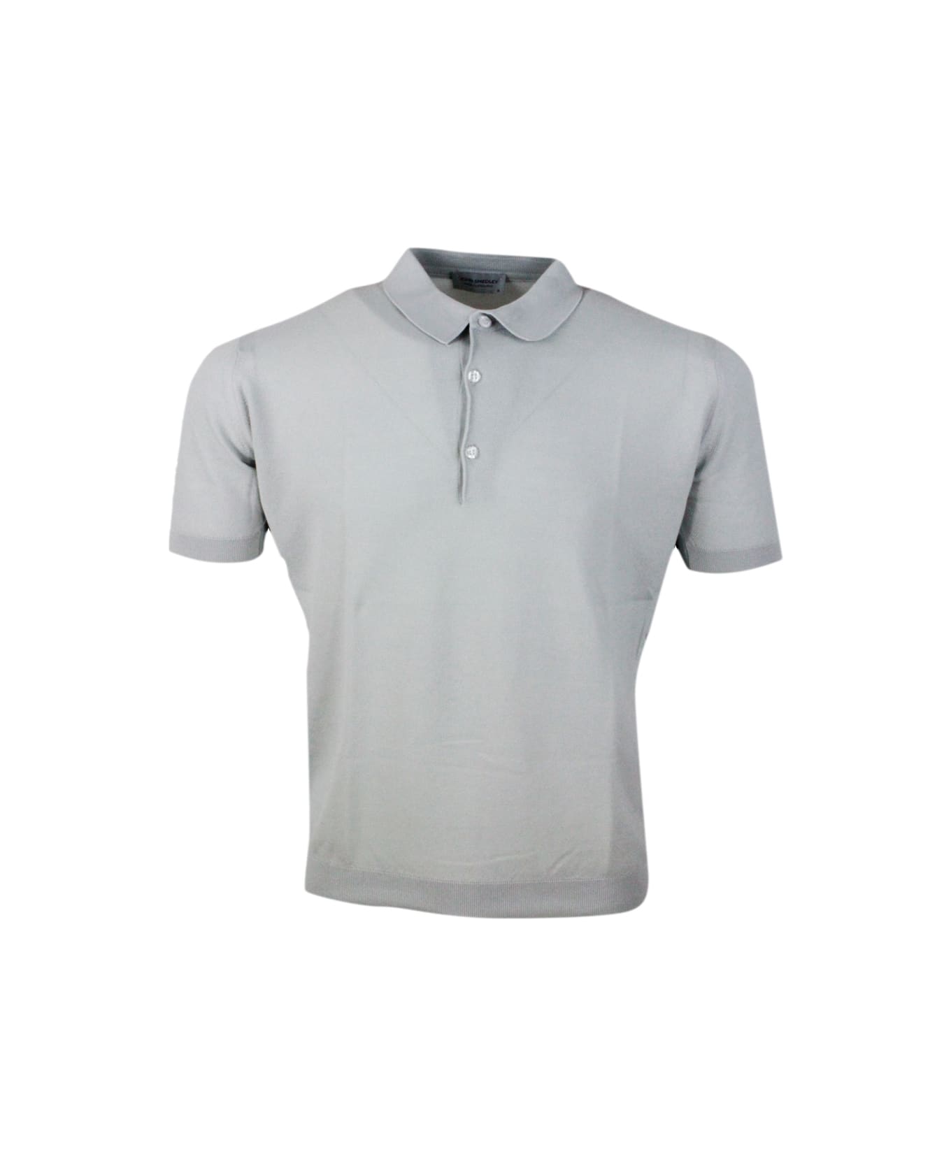 John Smedley Short-sleeved Polo Shirt In Extrafine Piqué Cotton Thread With Three Buttons - Grey