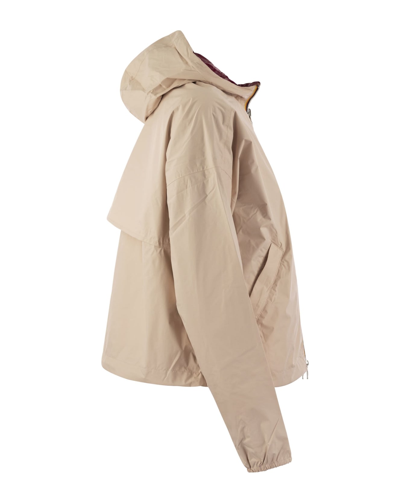 K-Way Laurette Plus - Reversible Hooded Jacket - Peach/bordeaux