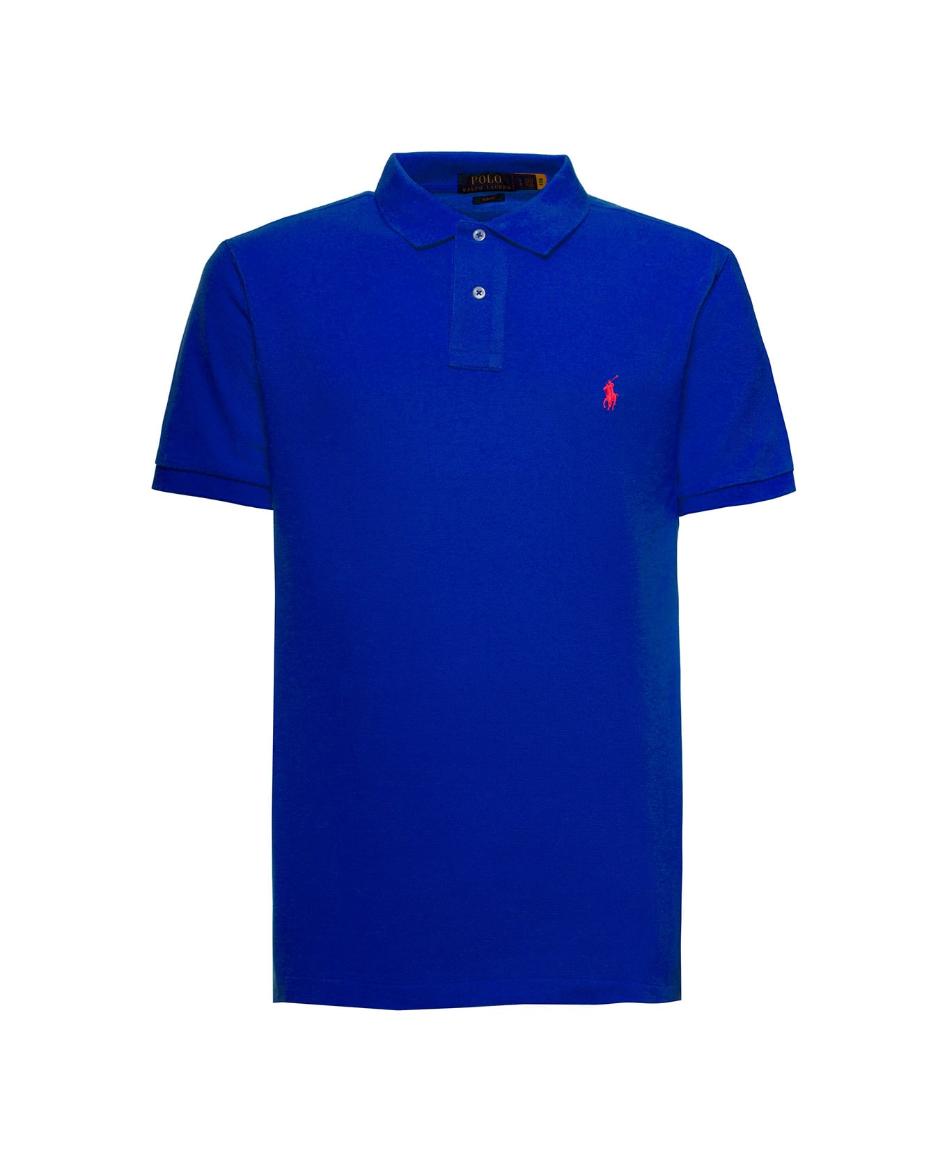 Polo Ralph Lauren Man Bluette Cotton Piquet Polo Shirt Logo - Blue