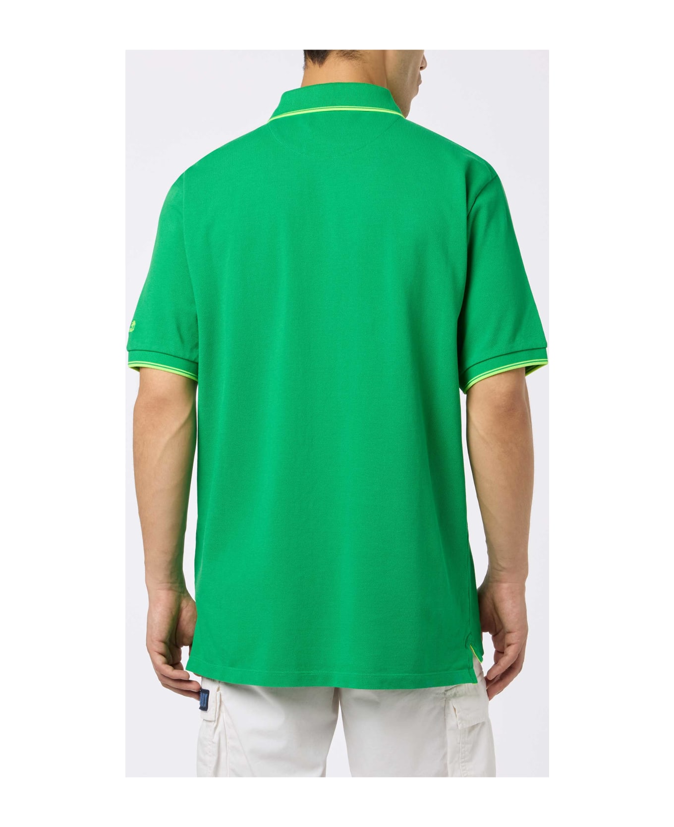 MC2 Saint Barth Man Green Cotton Piquet Polo Shirt Beverly Hills With Palm Embroidery - GREEN