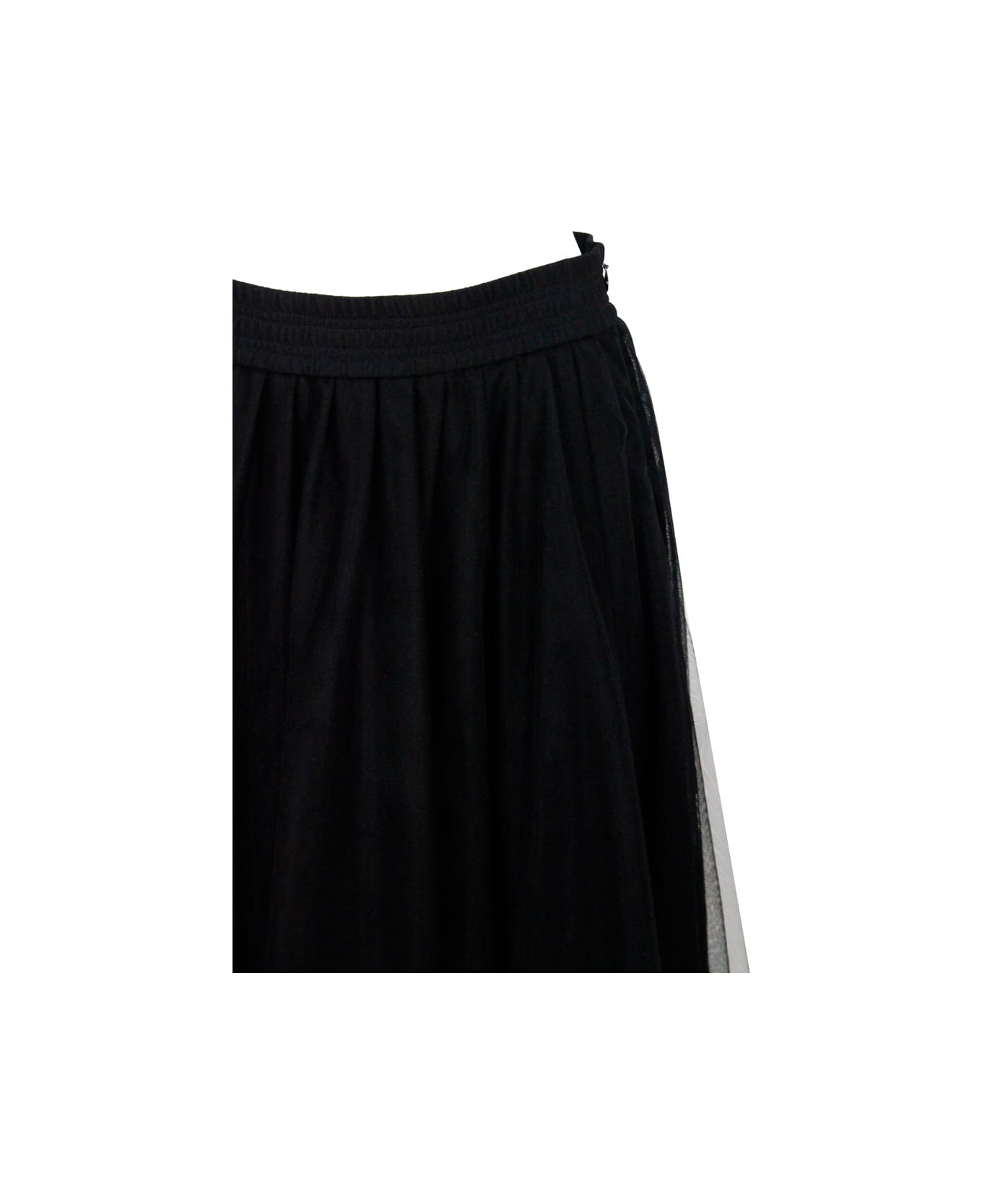 Fabiana Filippi Long Tulle Skirt With Elastic Waist - Black