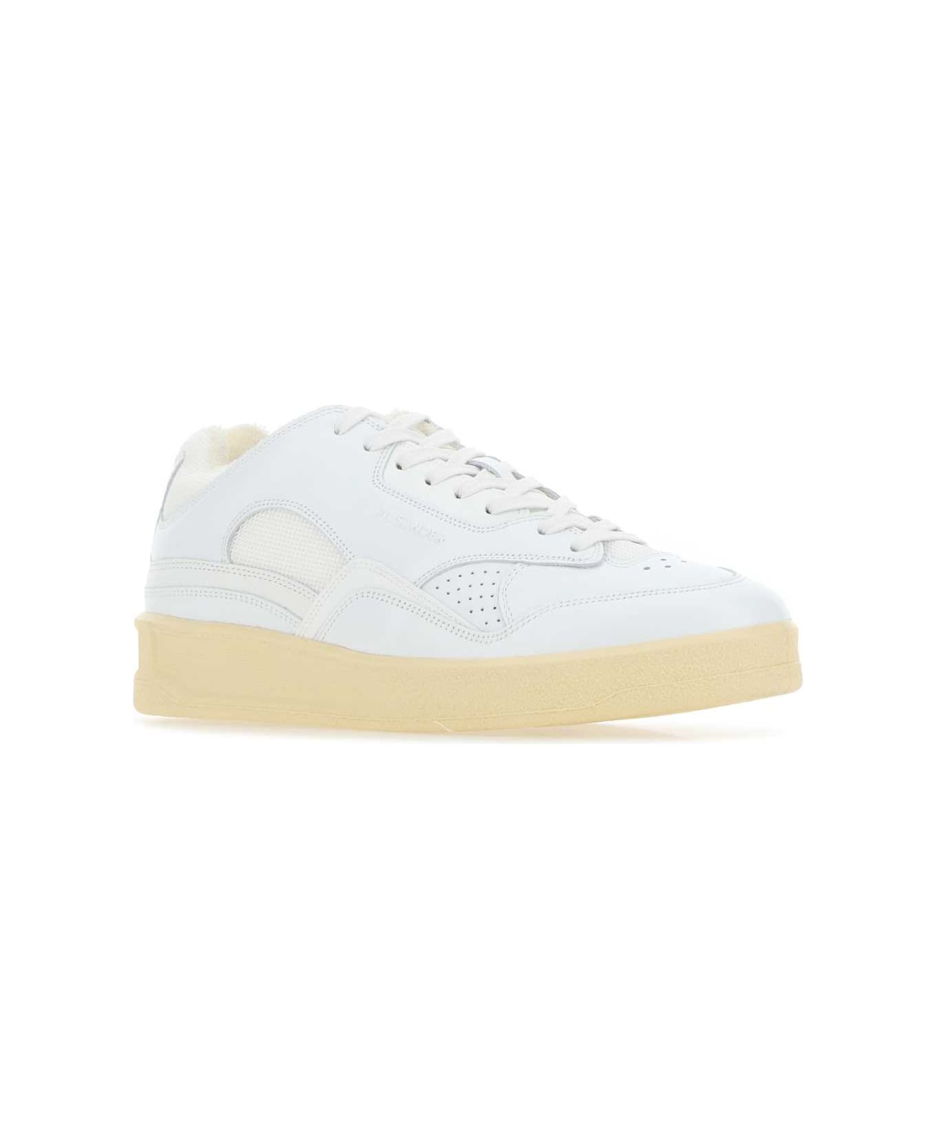 Jil Sander White Leather And Fabric Sneakers - 100