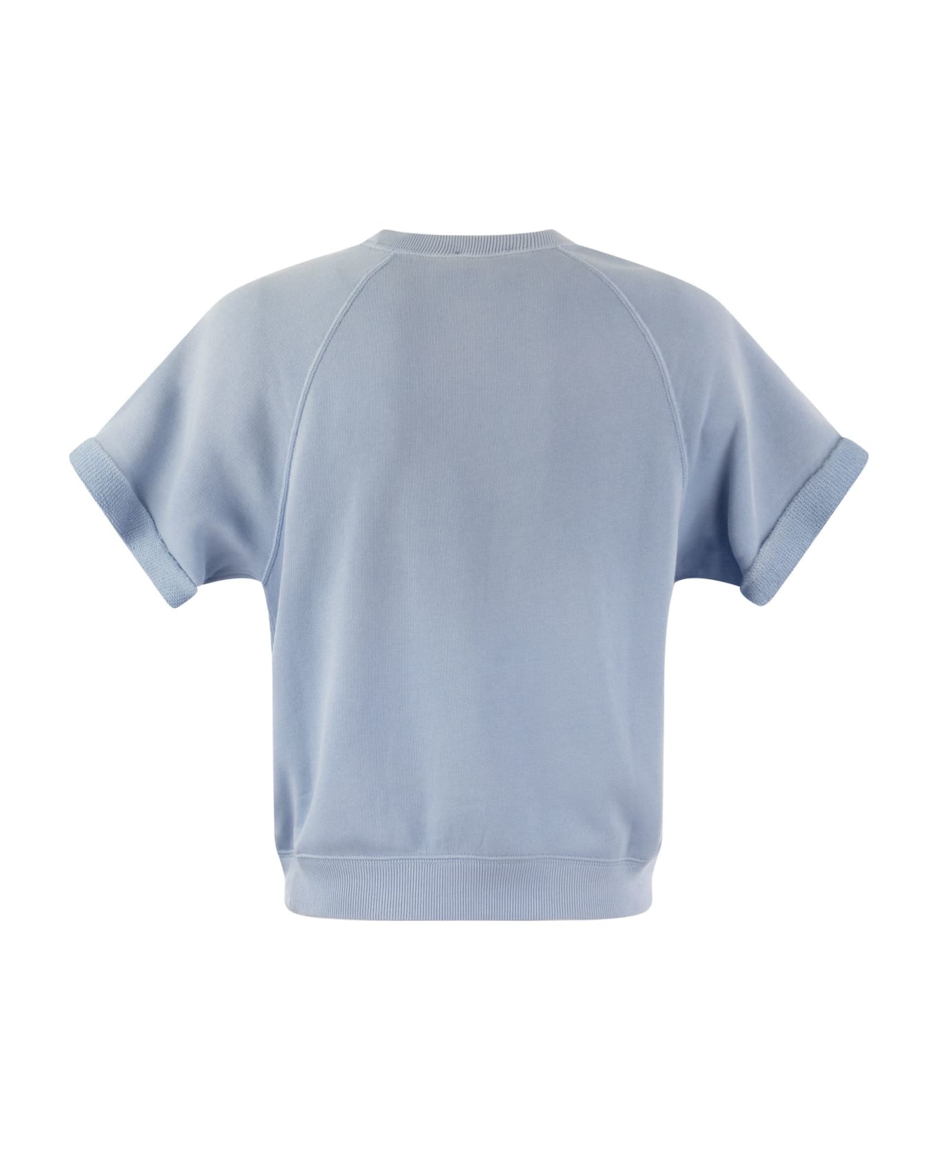 Polo Ralph Lauren Short-sleeved Cotton Sweatshirt With Bear - Blue